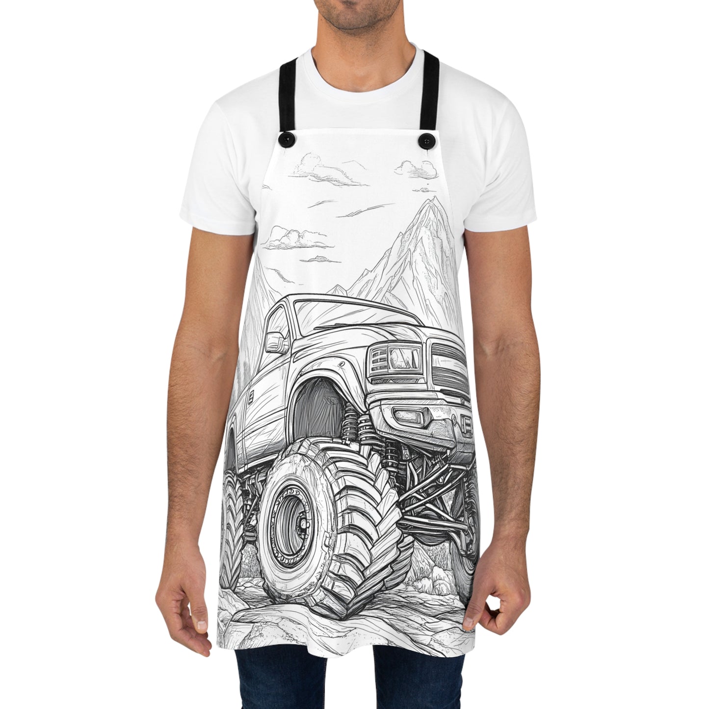 Apron Coloring Kit with 10 Fabric Markers - Monster Truck