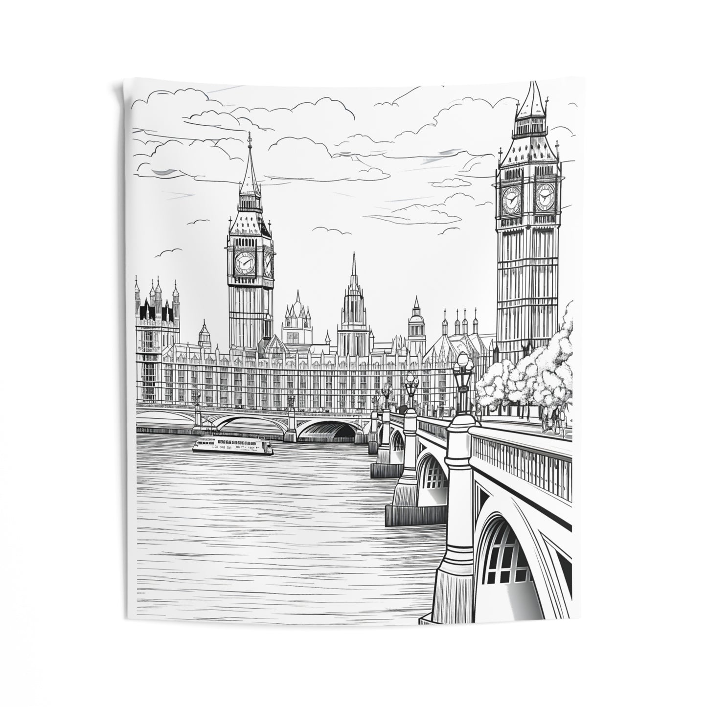 Indoor Wall Tapestries Coloring Kit with 10 Fabric Markers - London