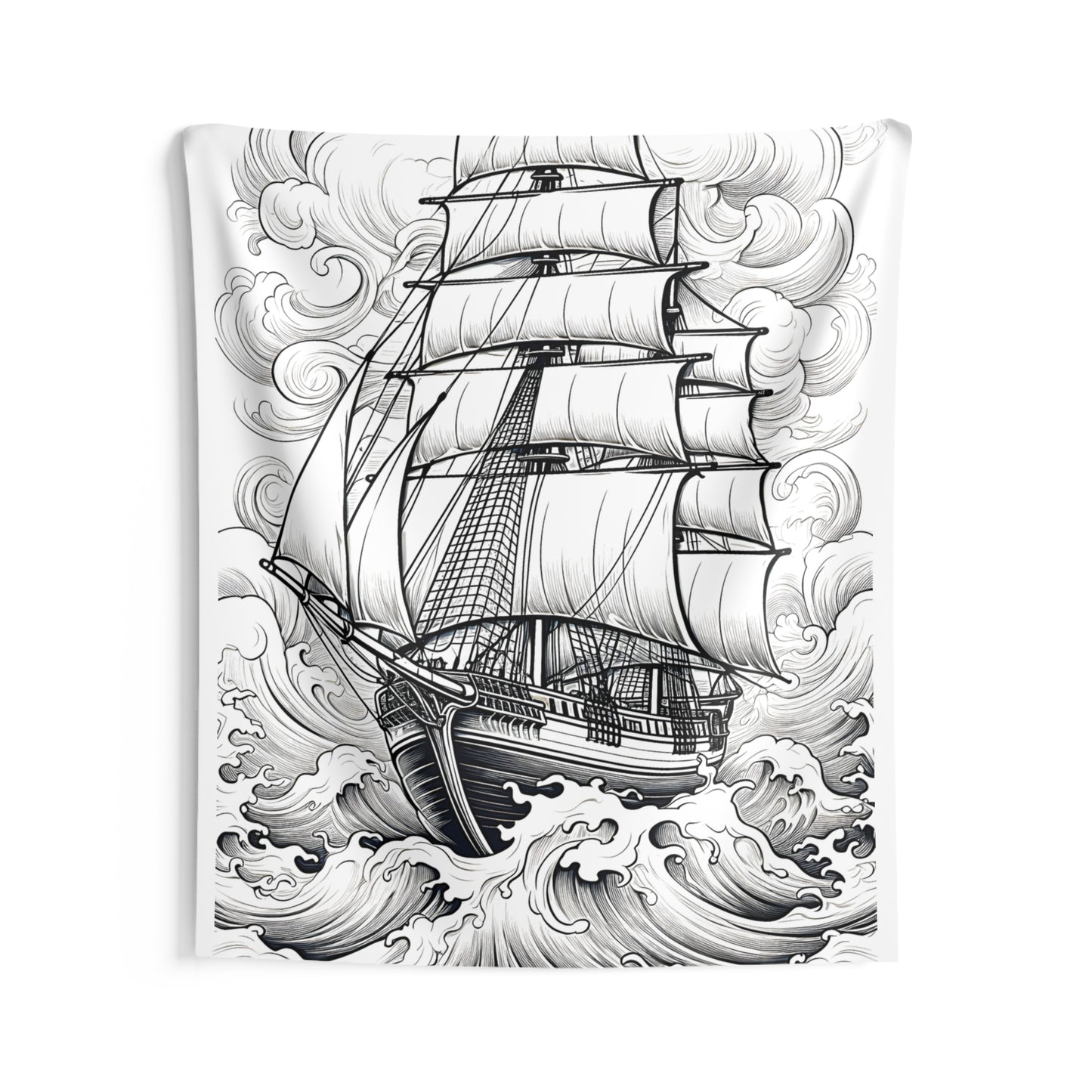 Indoor Wall Tapestries Coloring Kit with 10 Fabric Markers - Sailing Ship