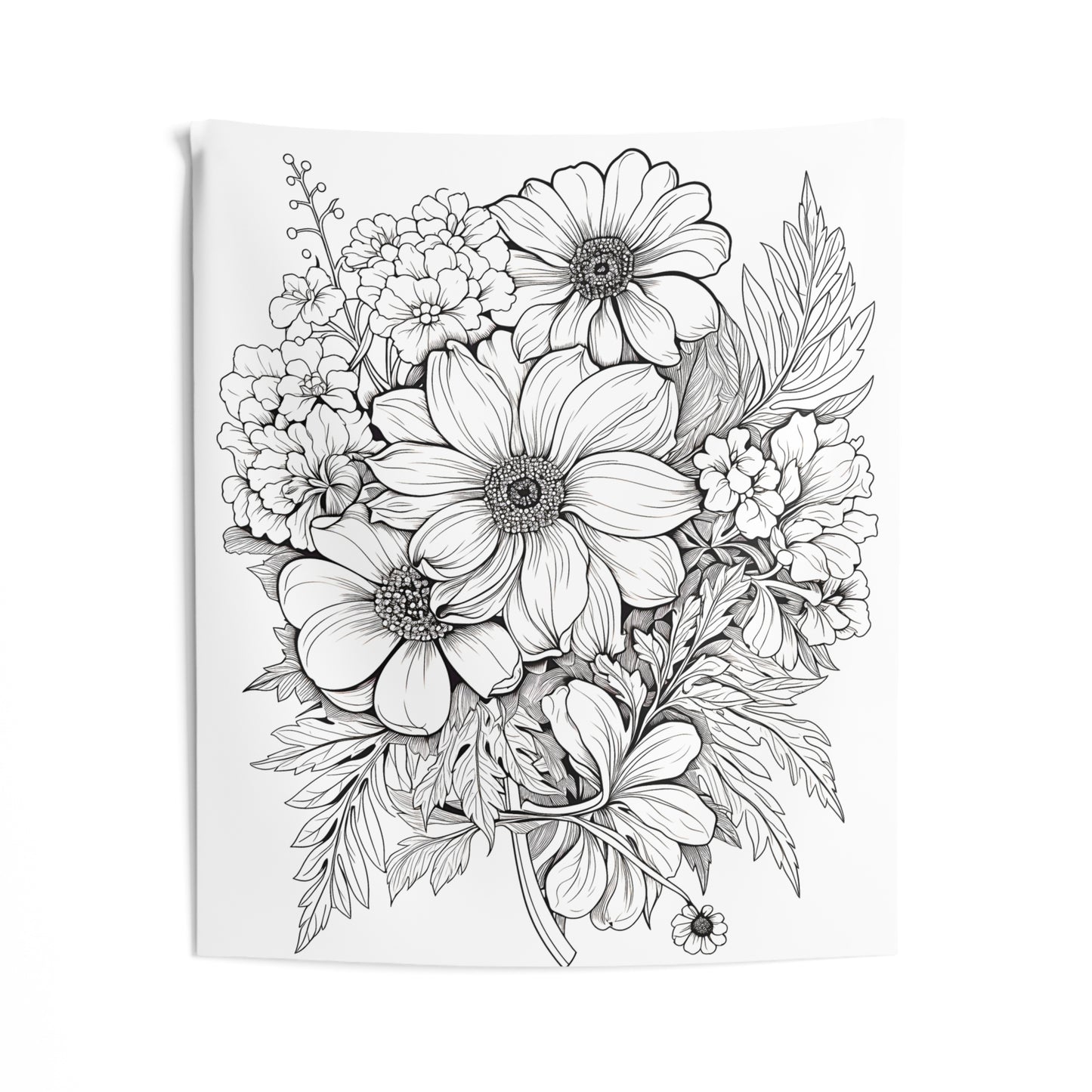 Indoor Wall Tapestries Coloring Kit with 10 Fabric Markers - Floral Bouquet