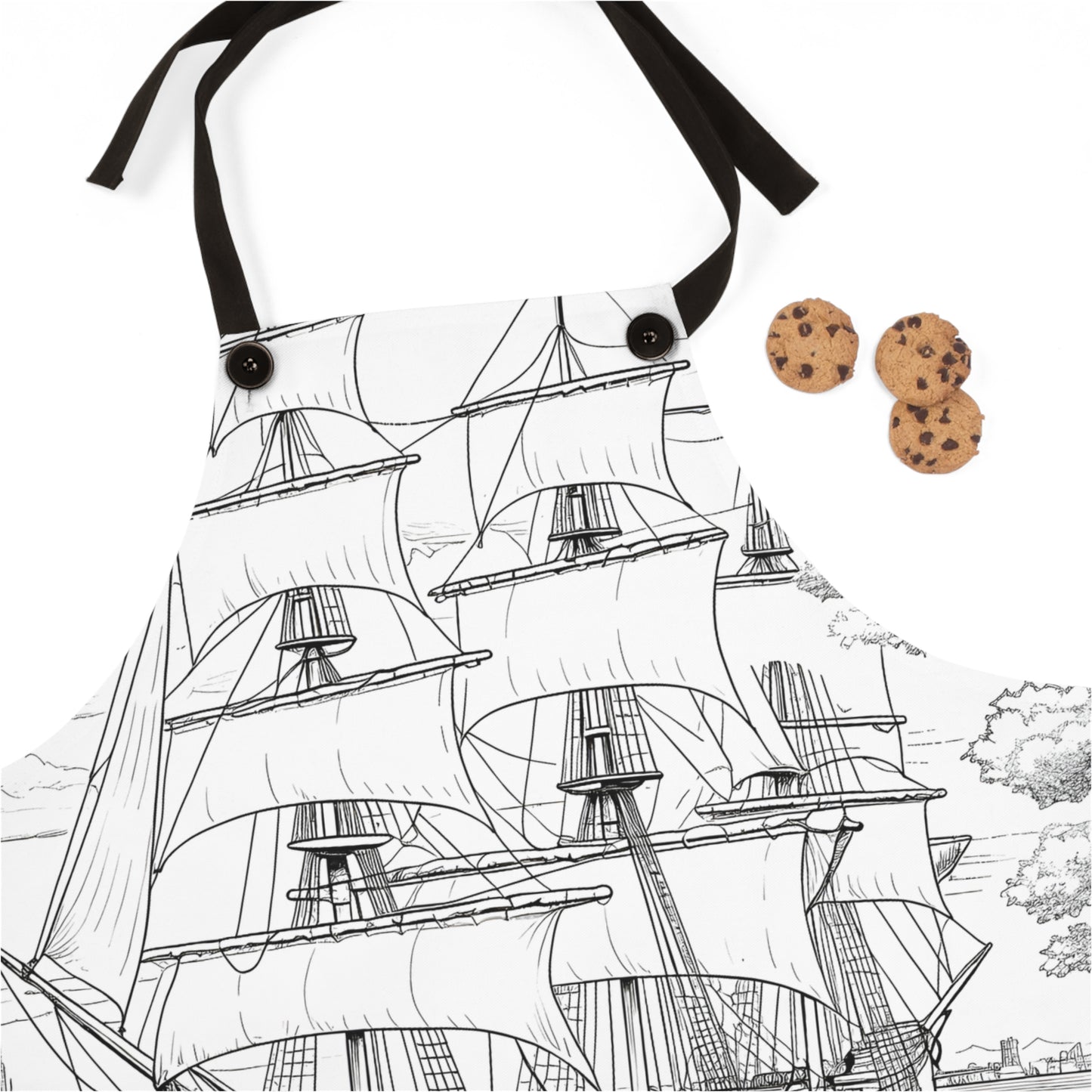 Apron Coloring Kit with 10 Fabric Markers - Sailing Ship