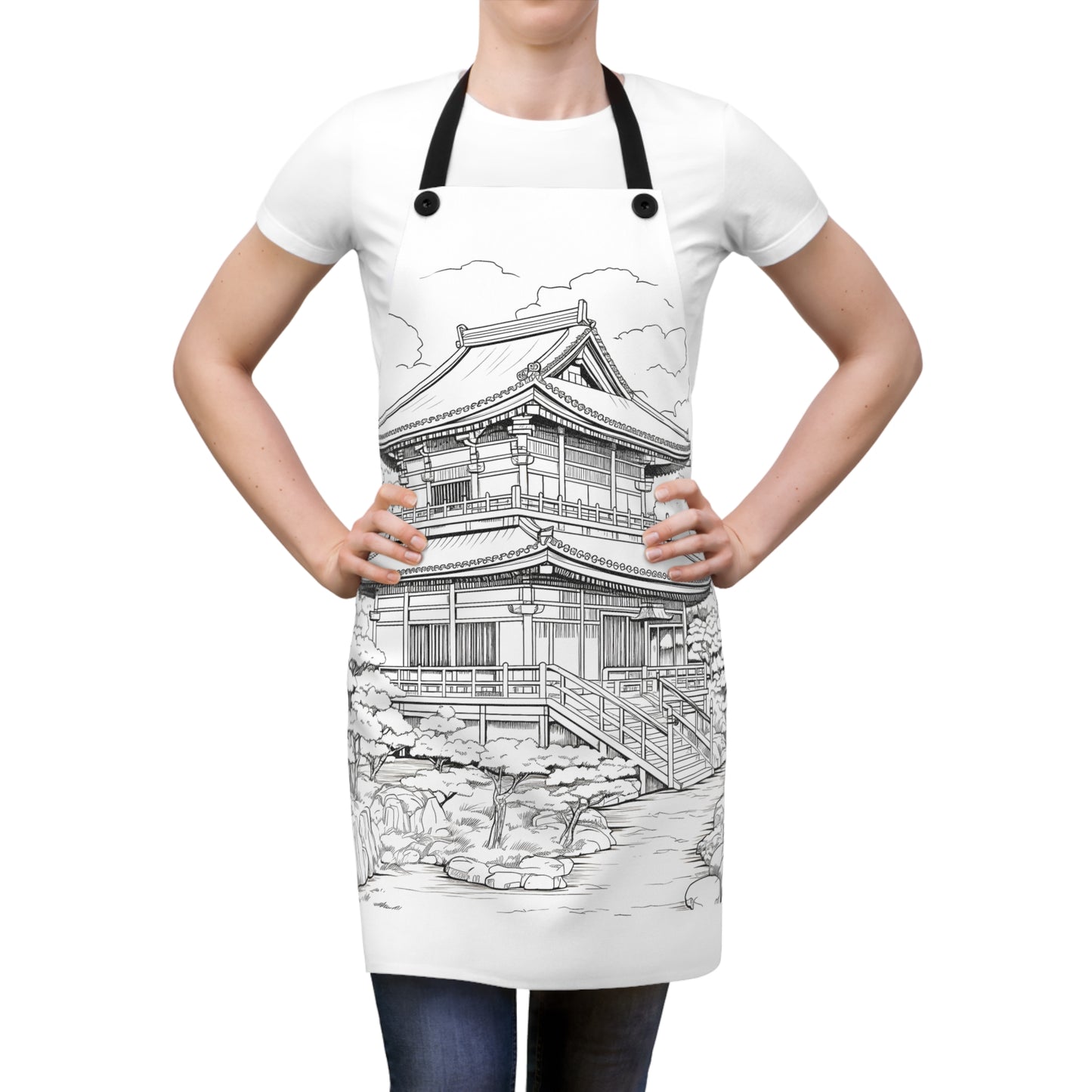 Apron Coloring Kit with 10 Fabric Markers - Japanese Pagoda