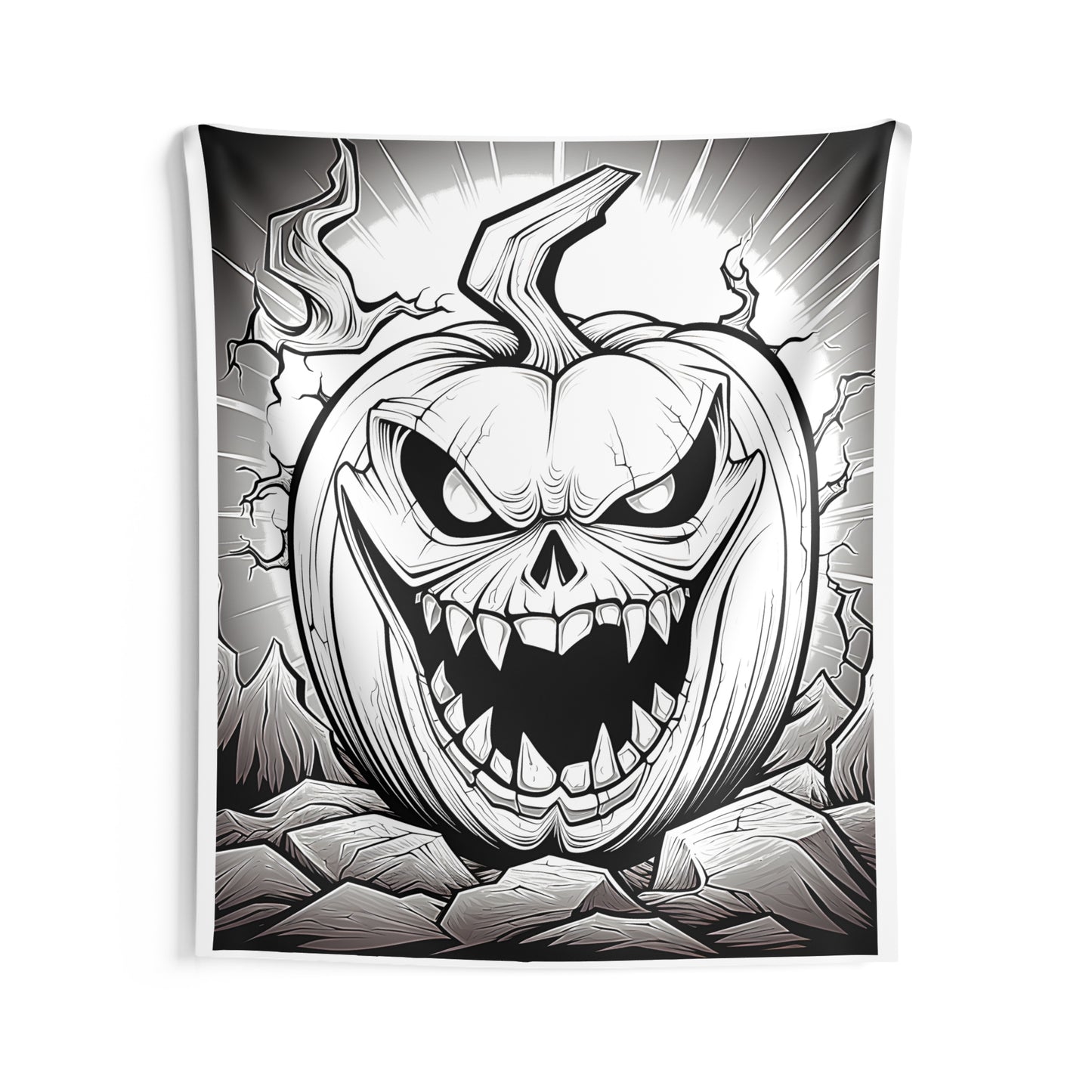 Indoor Wall Tapestries Coloring Kit with 10 Fabric Markers - Scary Pumpkin