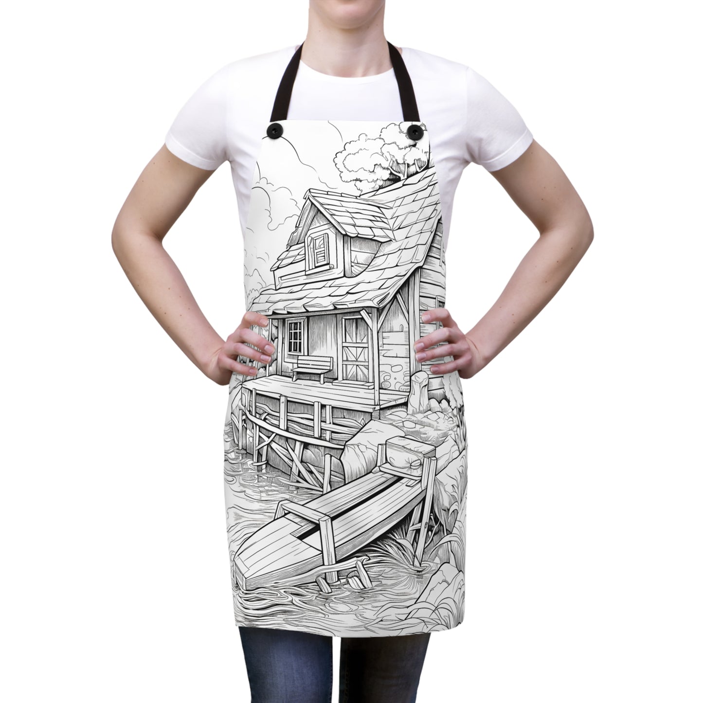 Apron Coloring Kit with 10 Fabric Markers - Cabin by the Lake