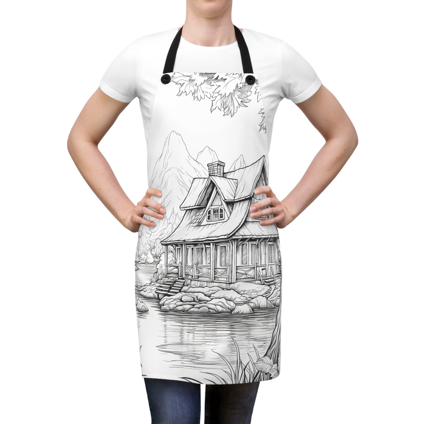 Apron Coloring Kit with 10 Fabric Markers - Cabin by the Lake