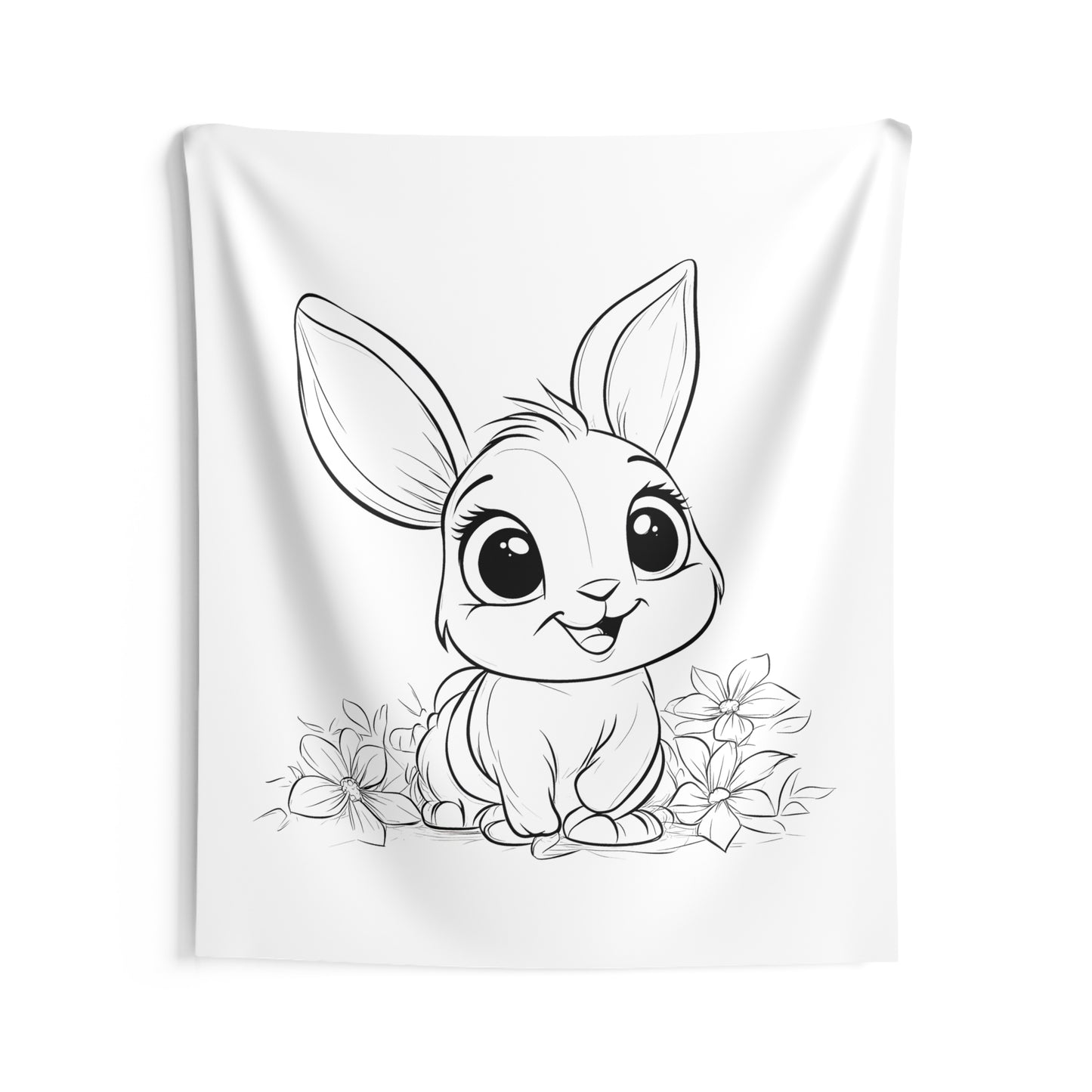 Indoor Wall Tapestries Coloring Kit with 10 Fabric Markers - Cute Rabbit