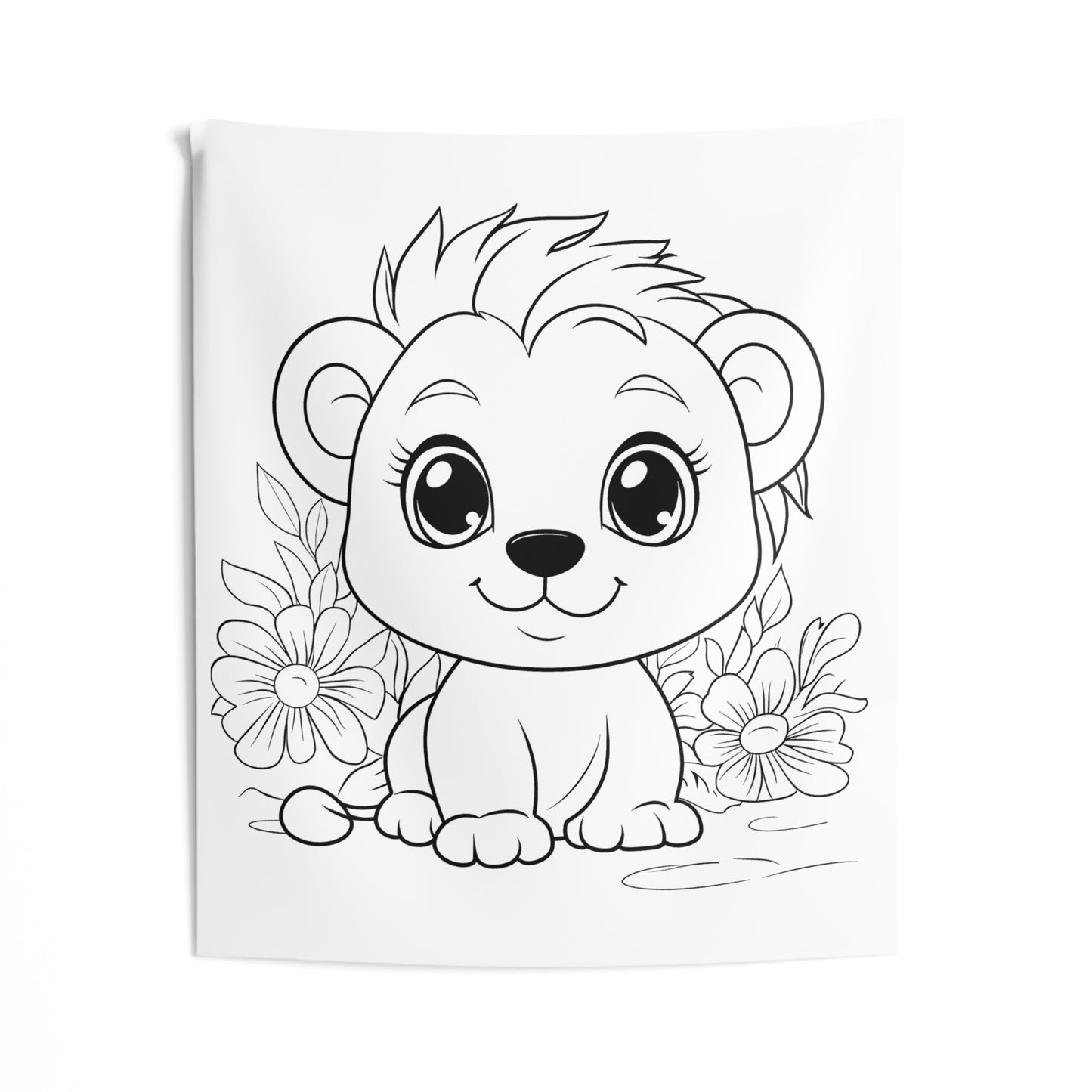 Indoor Wall Tapestries Coloring Kit with 10 Fabric Markers - Baby Lion