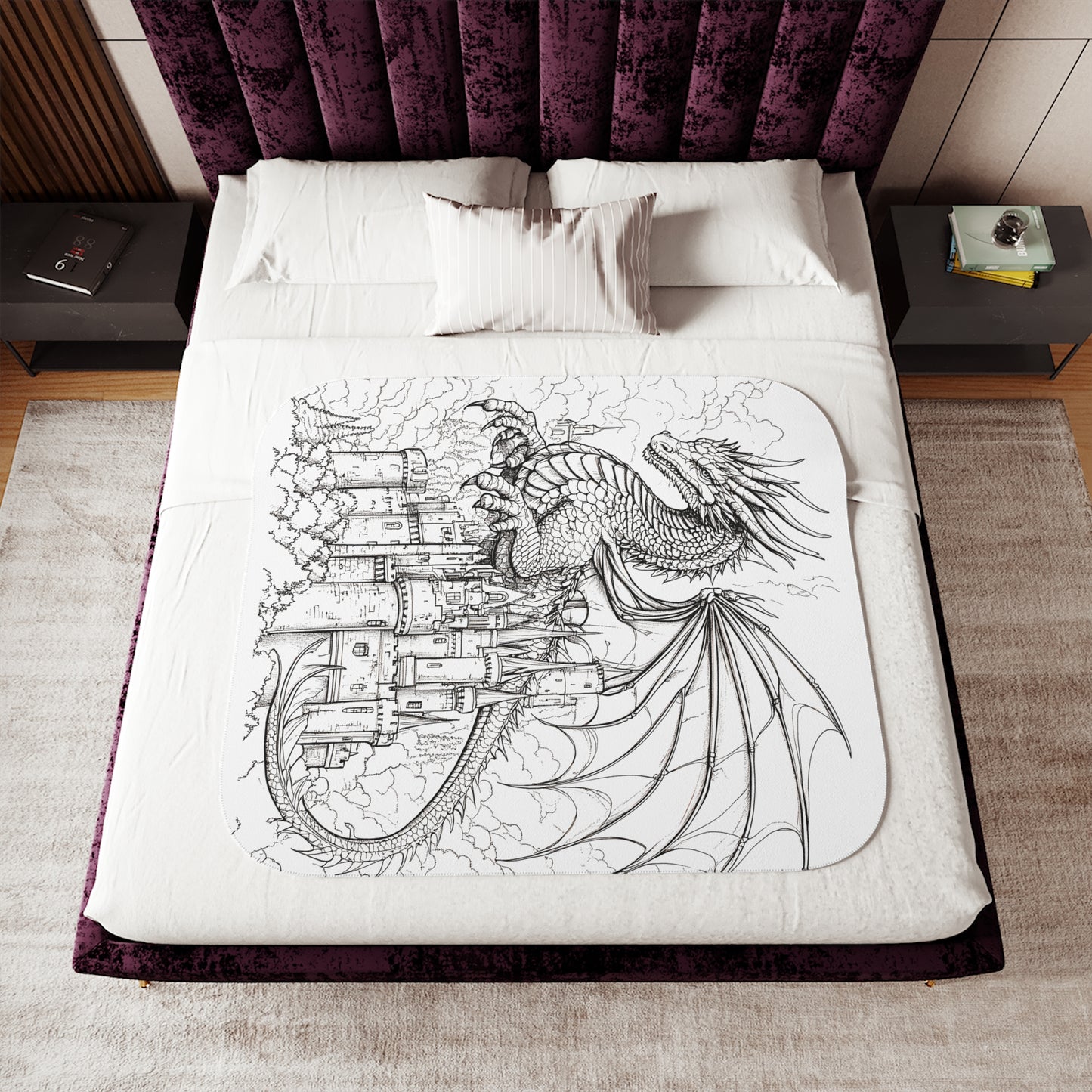 Blanket Coloring Kit with 10 Fabric Markers - Dragon and Castle