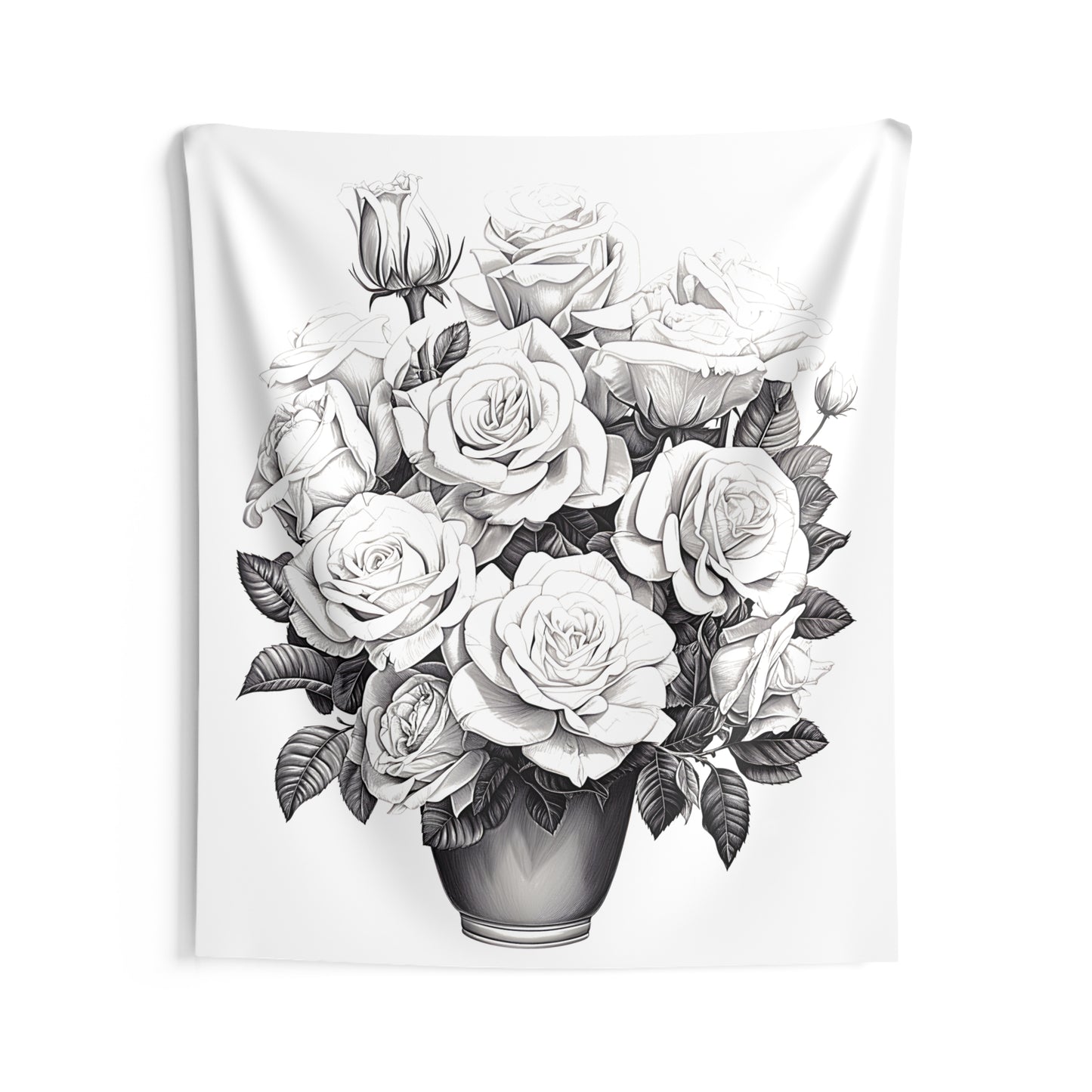 Indoor Wall Tapestries Coloring Kit with 10 Fabric Markers - Roses in a Vase