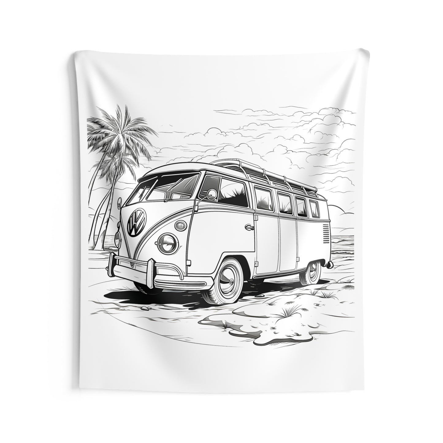 Indoor Wall Tapestries Coloring Kit with 10 Fabric Markers - VW Bus