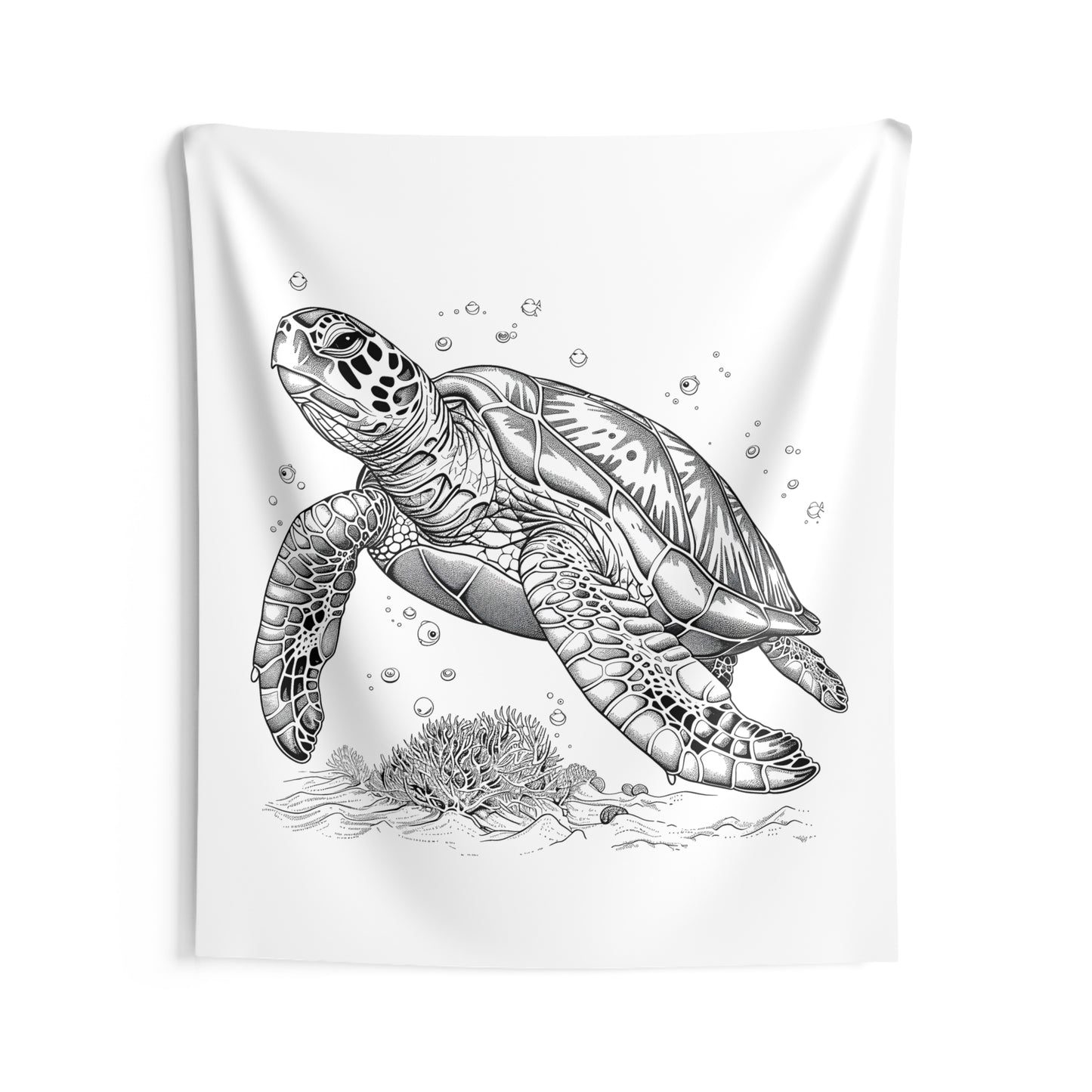 Indoor Wall Tapestries Coloring Kit with 10 Fabric Markers - Sea Turtle