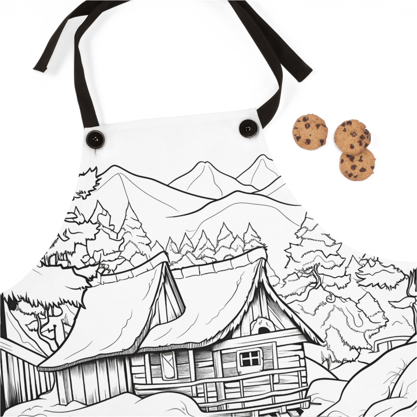 Apron Coloring Kit with 10 Fabric Markers - Mountain Cabin