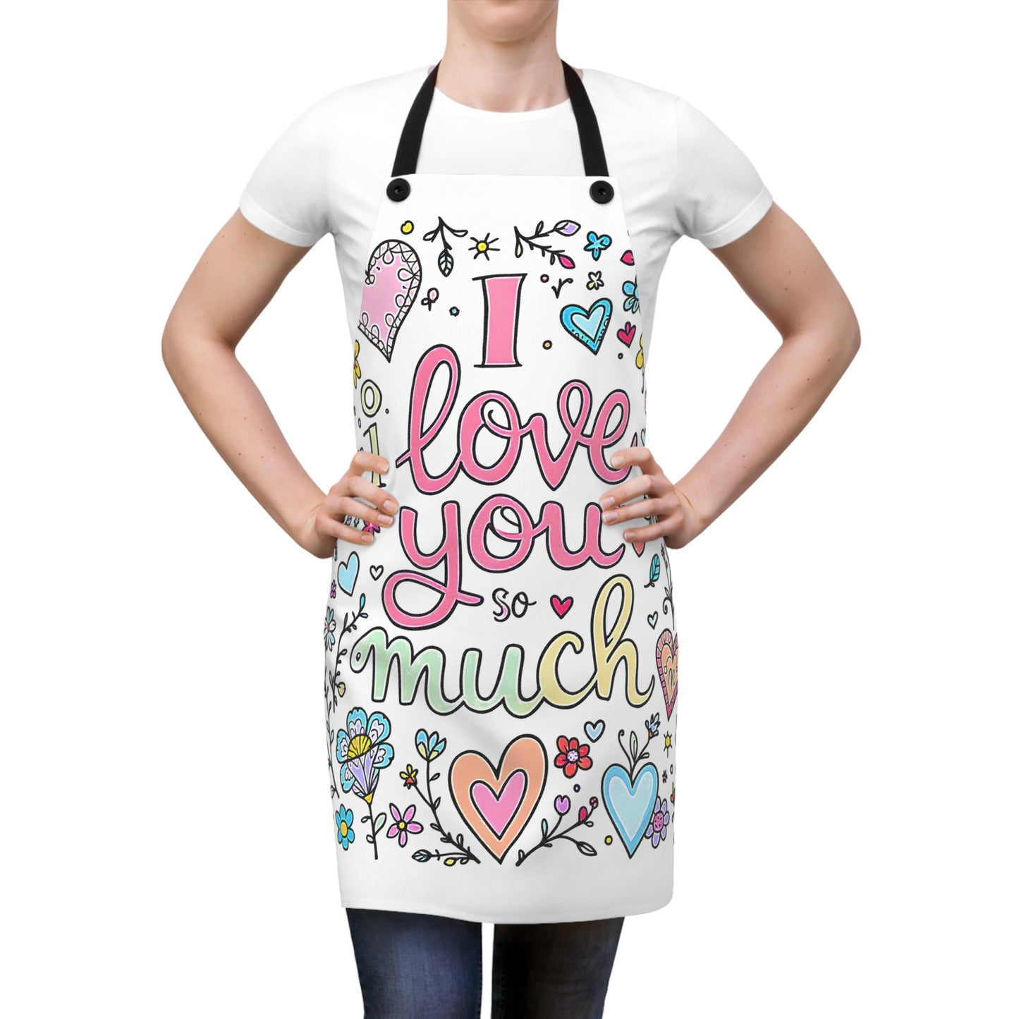 Apron Colorful Graphic Design - Romantic Flowers