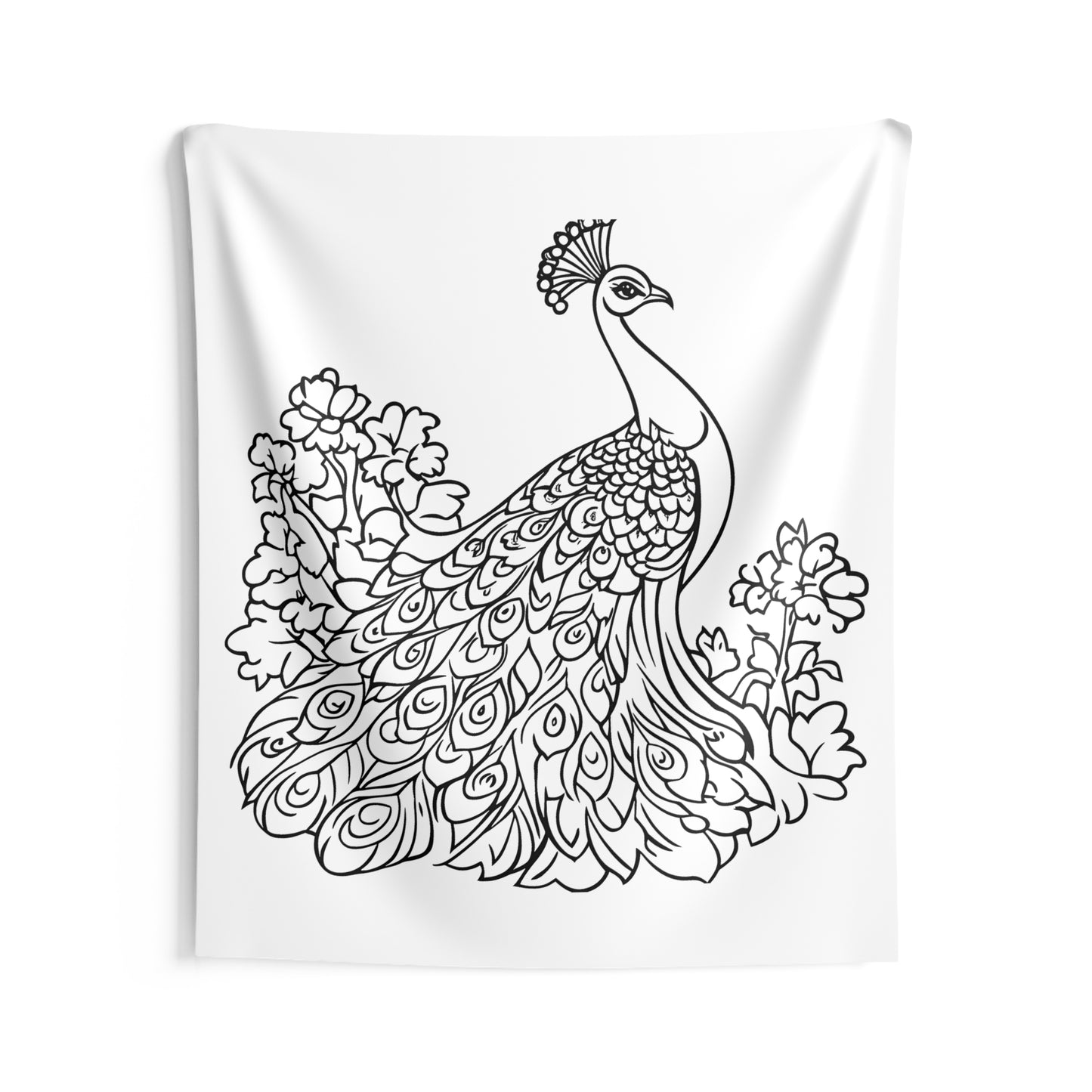 Indoor Wall Tapestries Coloring Kit with 10 Fabric Markers - Peacock Drawing