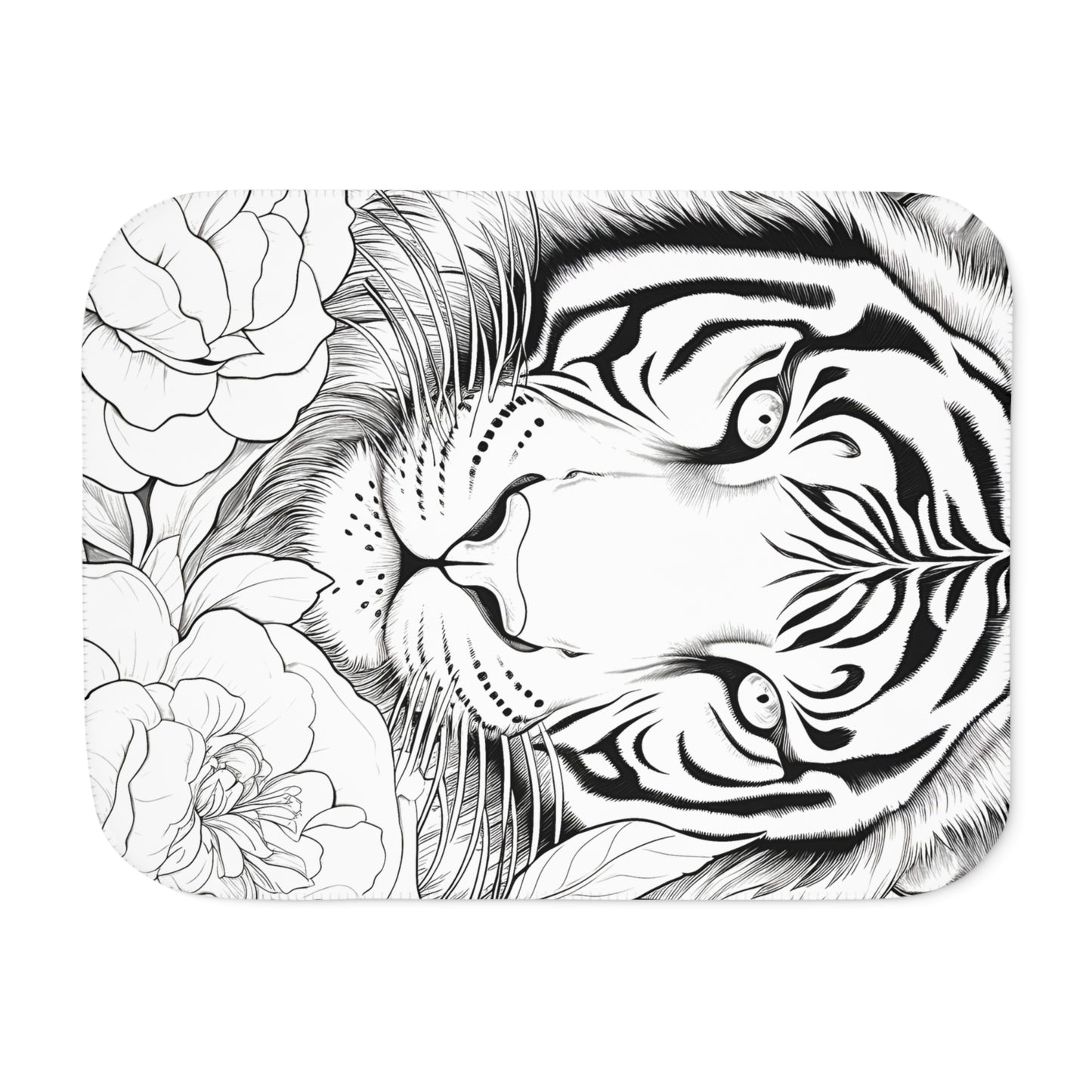 Blanket Coloring Kit with 10 Fabric Markers - Tiger in Floral Environment