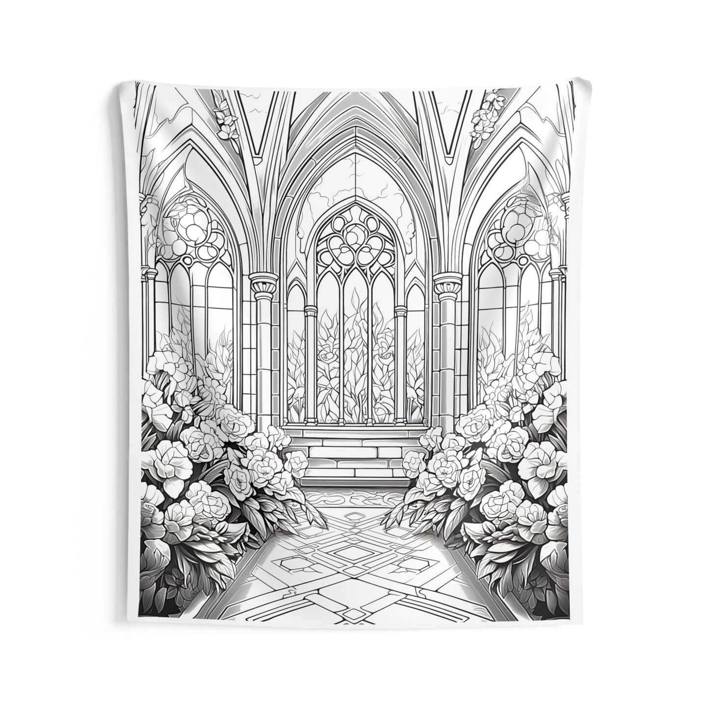 Indoor Wall Tapestries Coloring Kit with 10 Fabric Markers - Gothic Cathedral