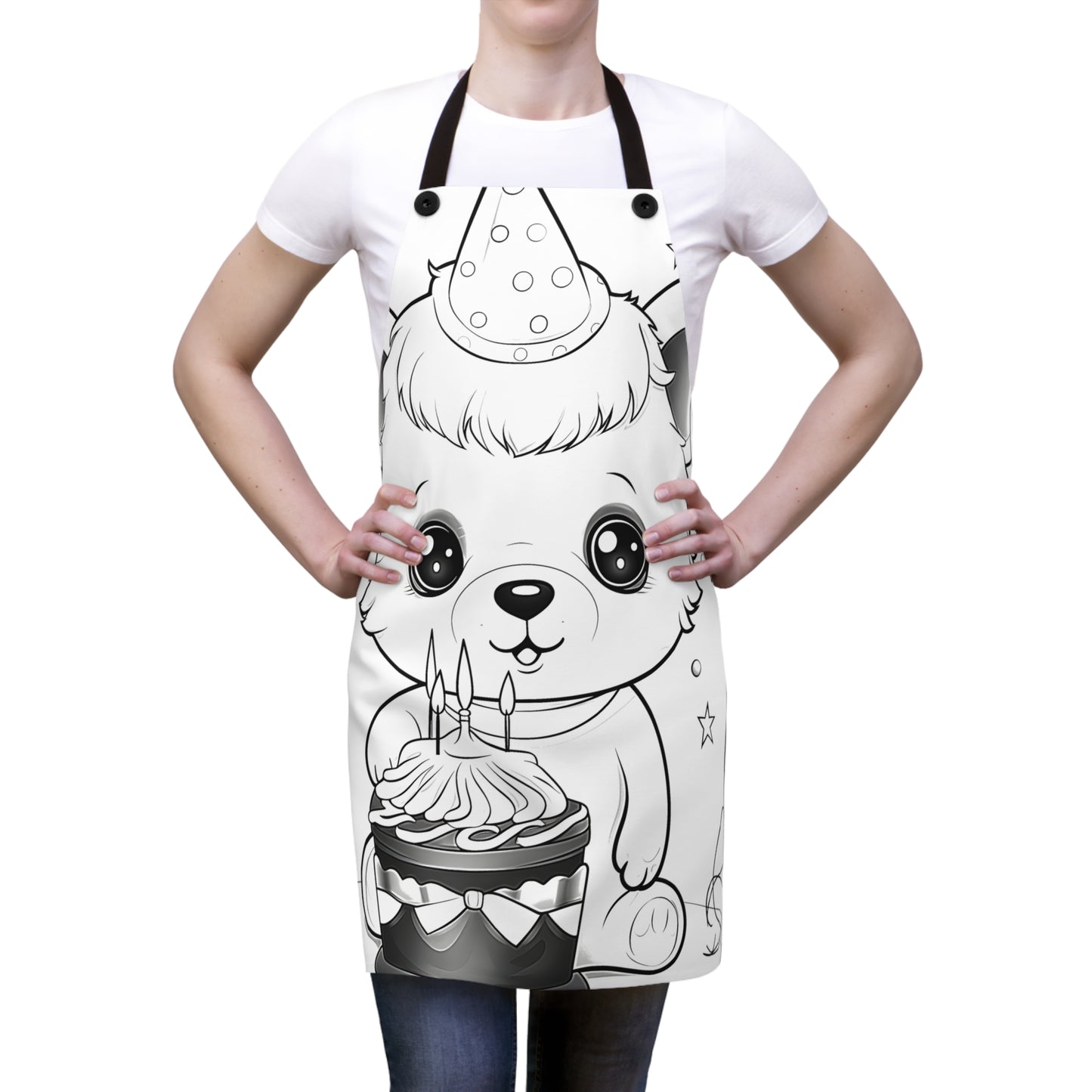 Apron Coloring Kit with 10 Fabric Markers - Bear with Cake