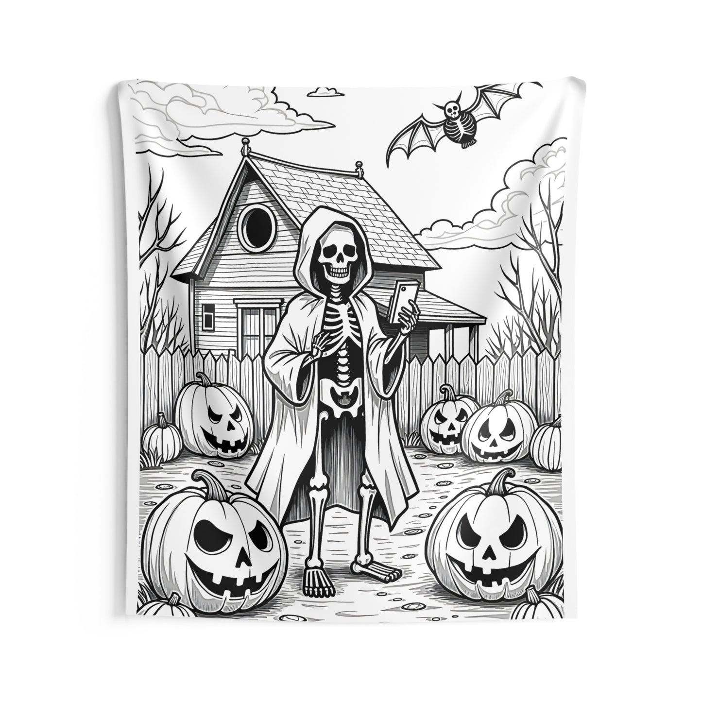 Indoor Wall Tapestries Coloring Kit with 10 Fabric Markers - Skeleton