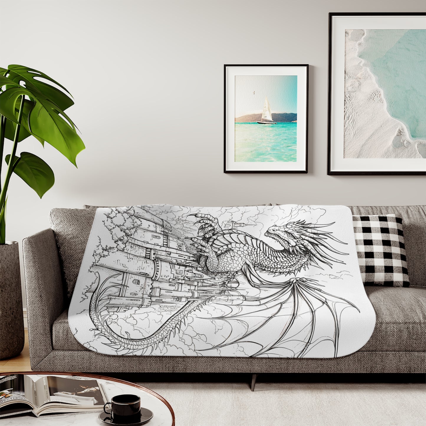 Blanket Coloring Kit with 10 Fabric Markers - Dragon and Castle