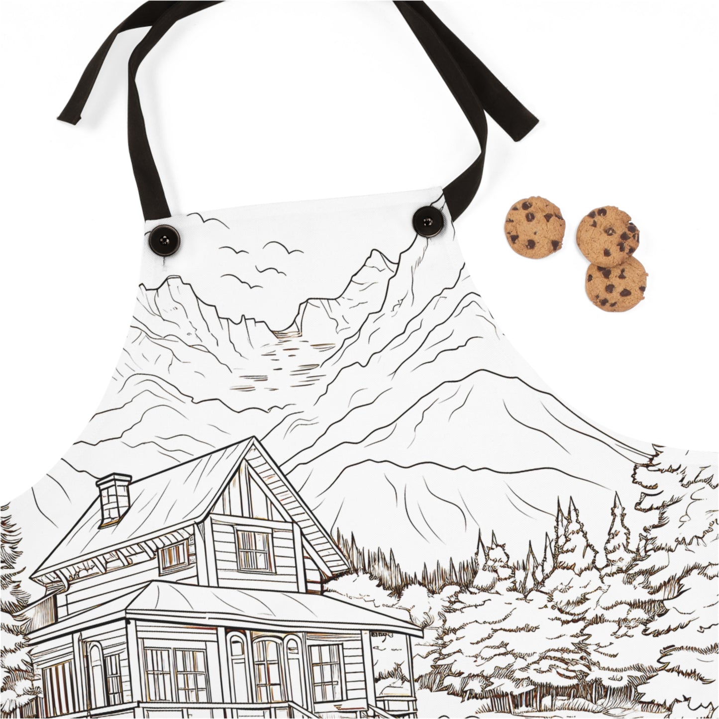 Apron Coloring Kit with 10 Fabric Markers - Mountain Cabin