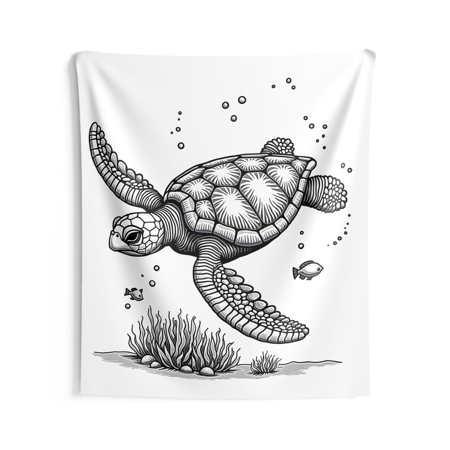 Indoor Wall Tapestries Coloring Kit with 10 Fabric Markers - Sea Turtle