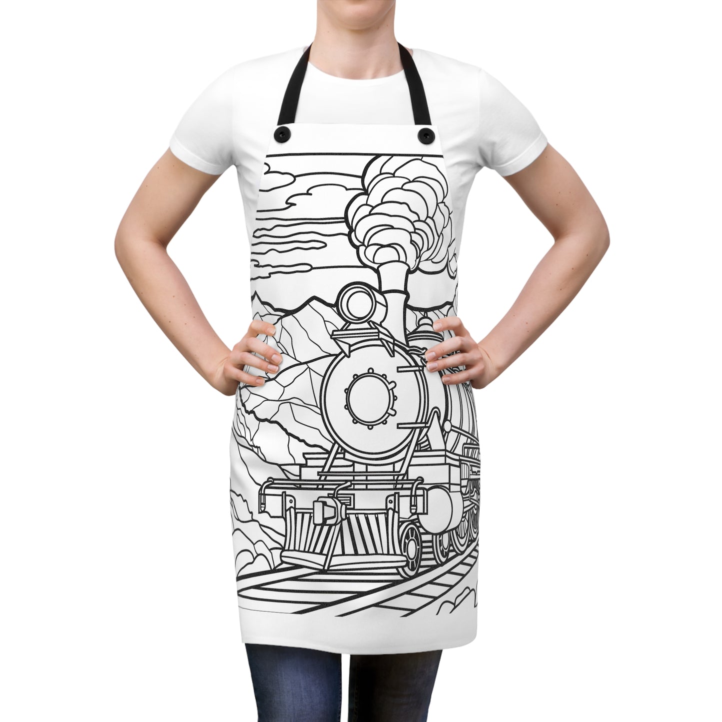 Apron Coloring Kit with 10 Fabric Markers - Steam Train