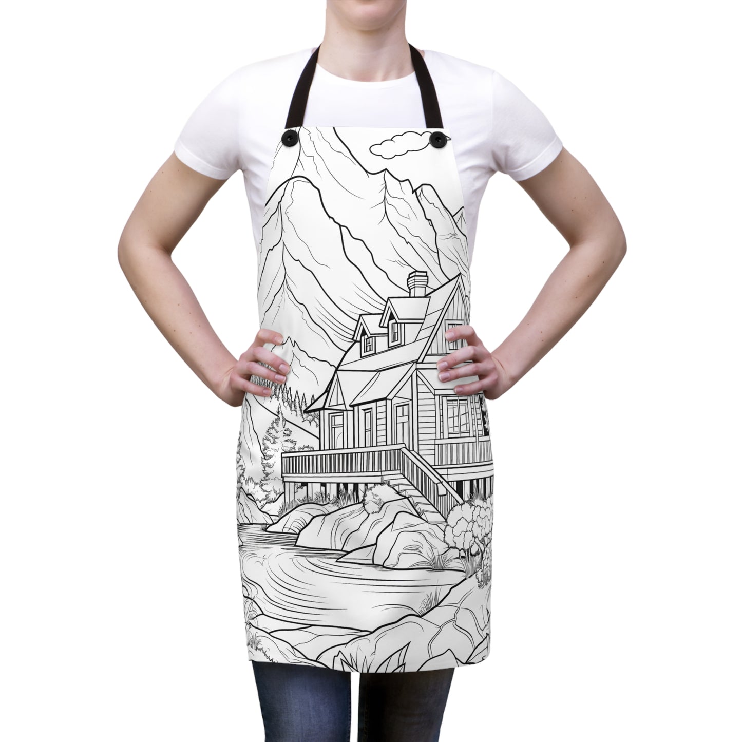 Apron Coloring Kit with 10 Fabric Markers - Mountain Cabin