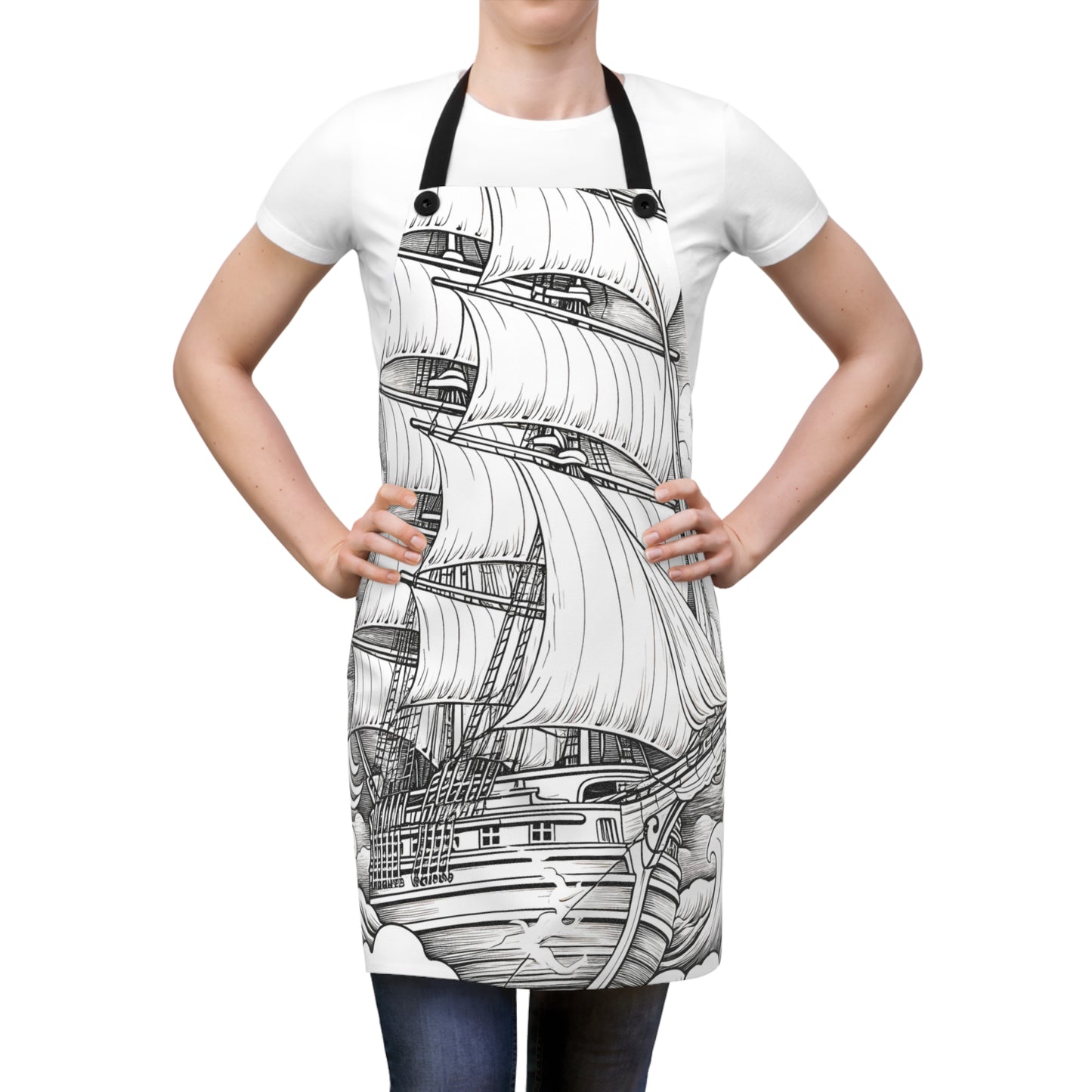 Apron Coloring Kit with 10 Fabric Markers - Sailing Ship