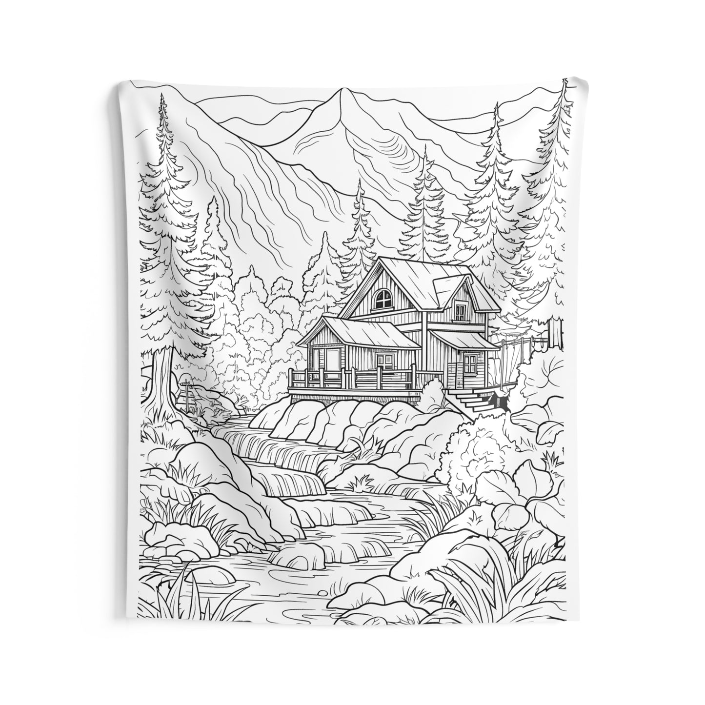 Indoor Wall Tapestries Coloring Kit with 10 Fabric Markers - Mountain House