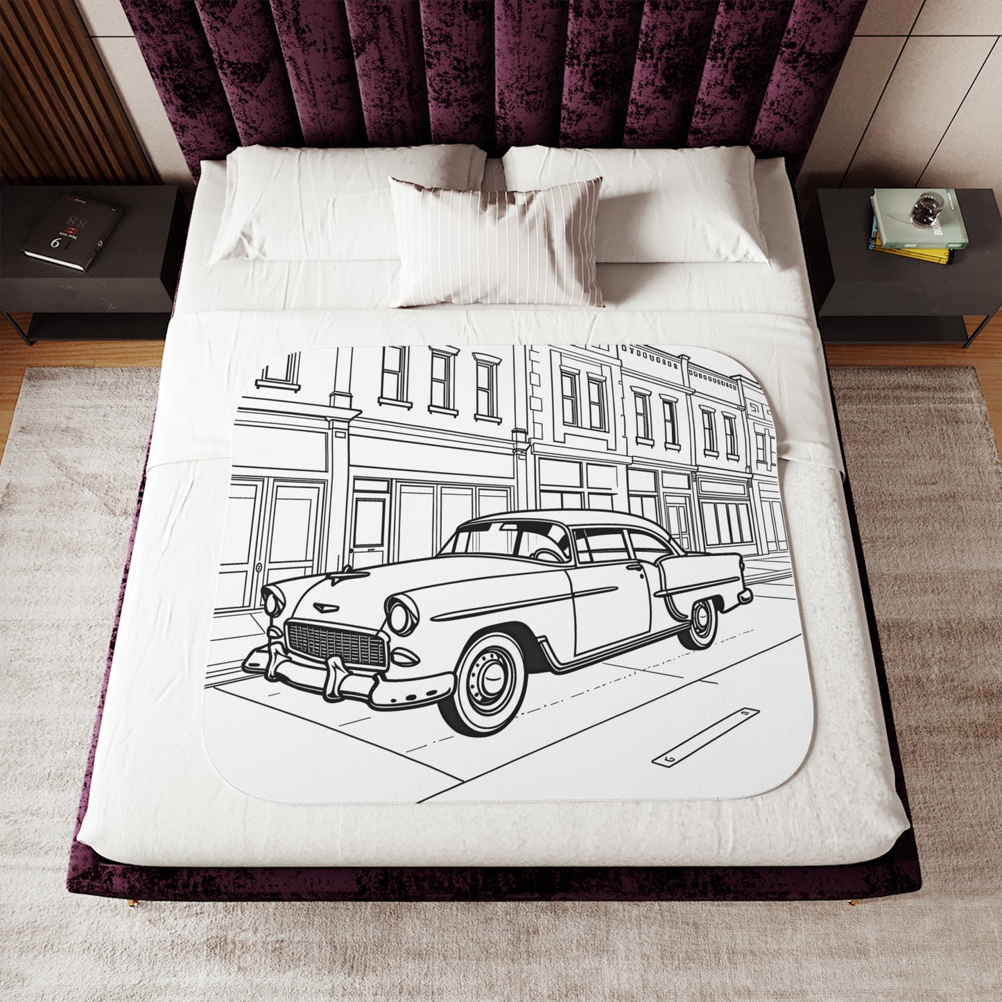 Blanket Coloring Kit with 10 Fabric Markers - Classic Car