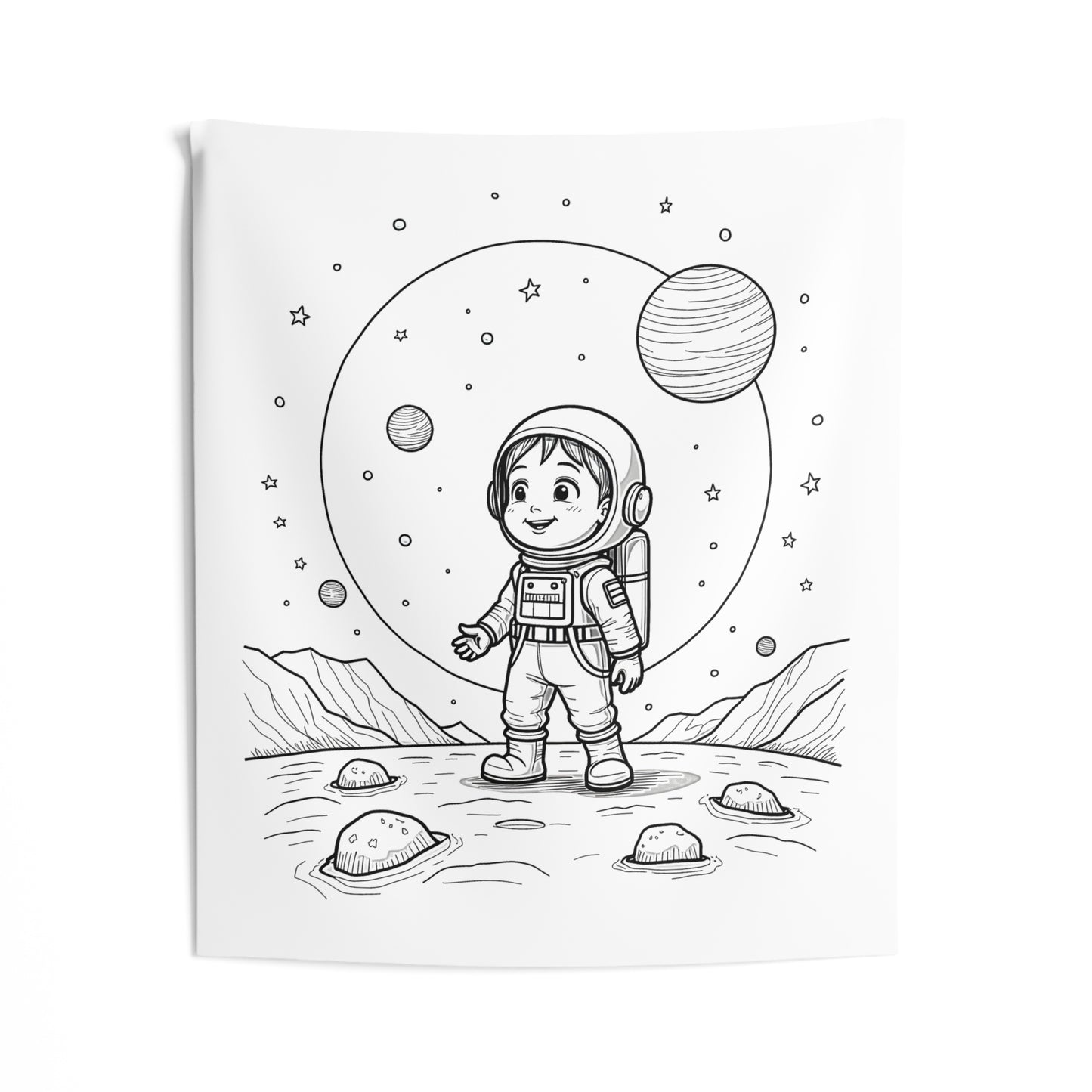 Indoor Wall Tapestries Coloring Kit with 10 Fabric Markers - Astronaut