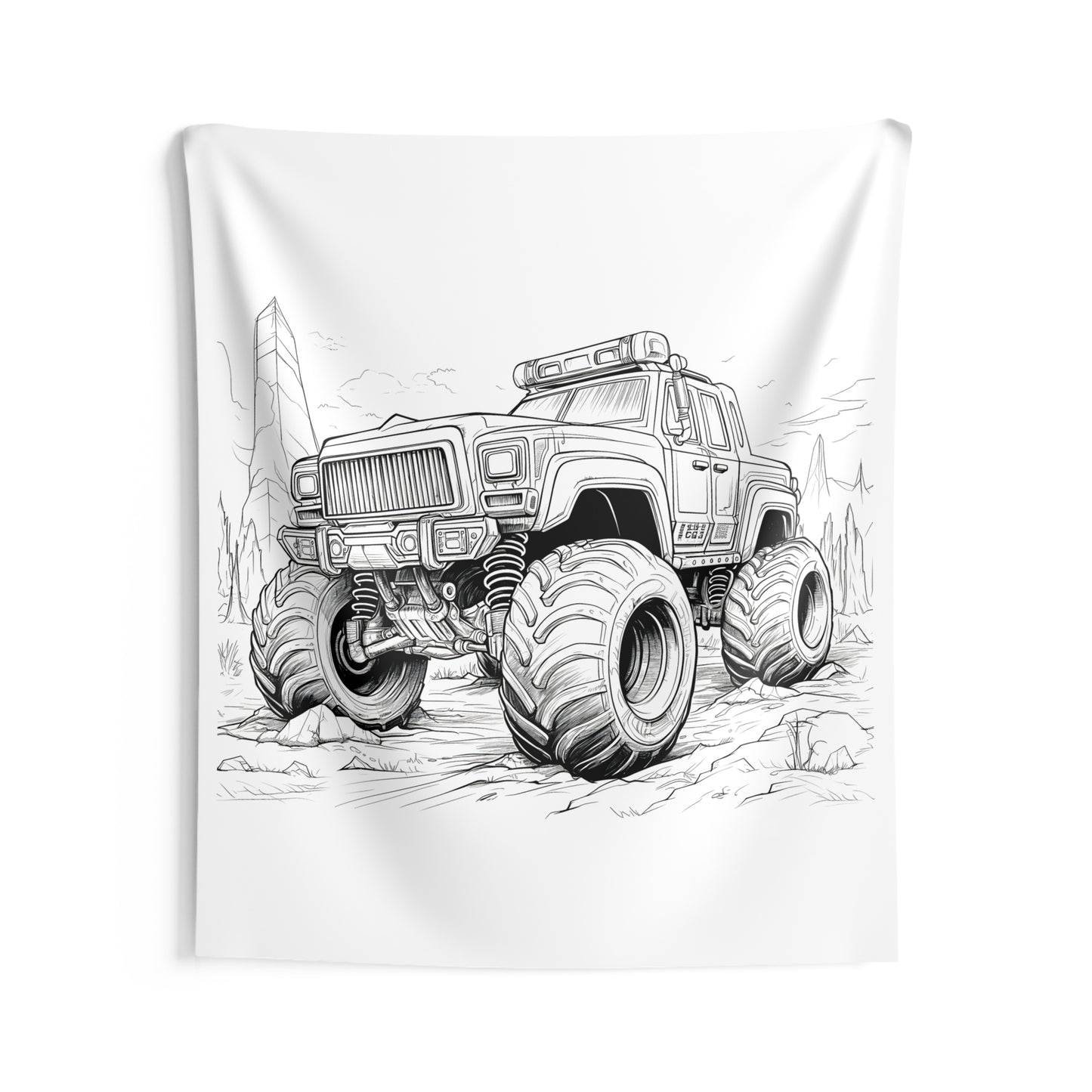 Indoor Wall Tapestries Coloring Kit with 10 Fabric Markers - Monster Truck