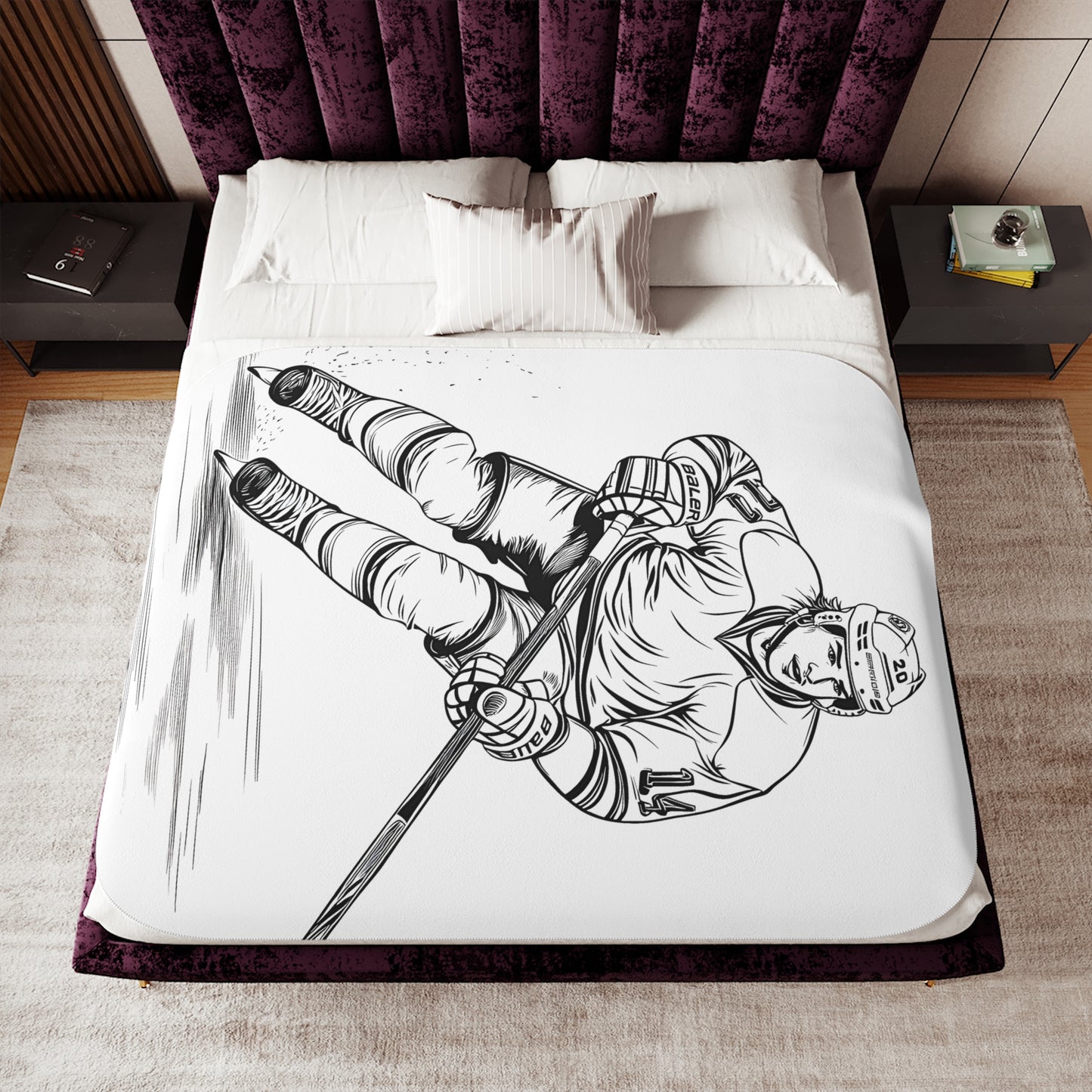 Blanket Coloring Kit with 10 Fabric Markers - Ice Hockey Skater