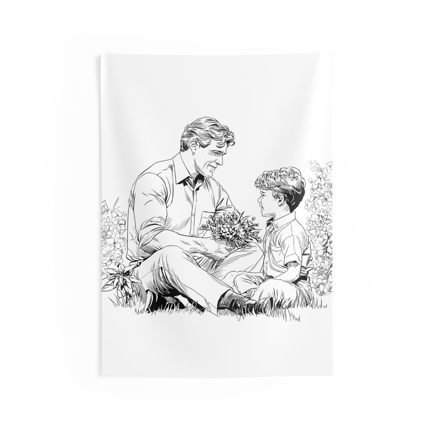 Indoor Wall Tapestries Coloring Kit with 10 Fabric Markers - Father and Son