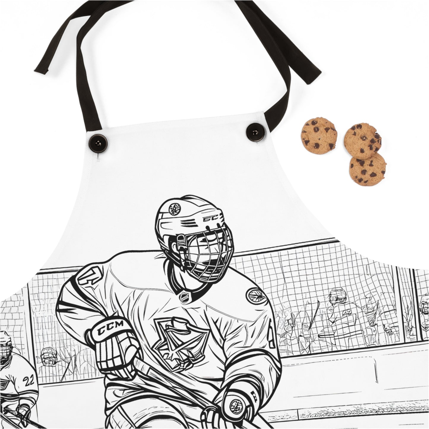 Apron Coloring Kit with 10 Fabric Markers - Ice Hockey