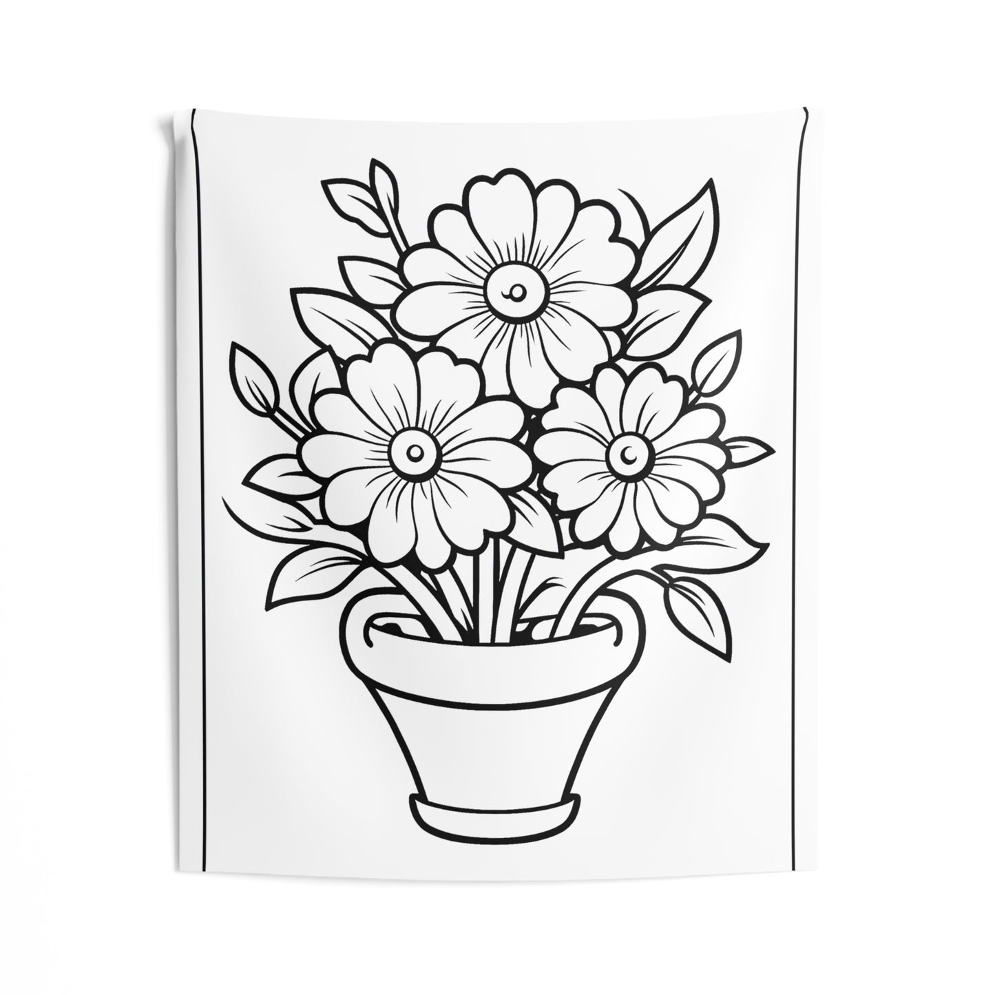 Indoor Wall Tapestries Coloring Kit with 10 Fabric Markers - Potted Flower