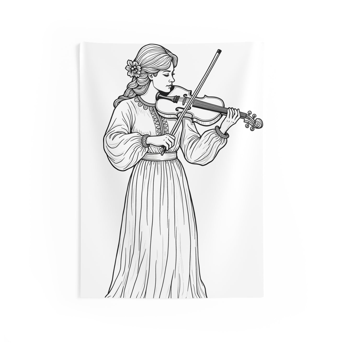 Indoor Wall Tapestries Coloring Kit with 10 Fabric Markers - Violin Player