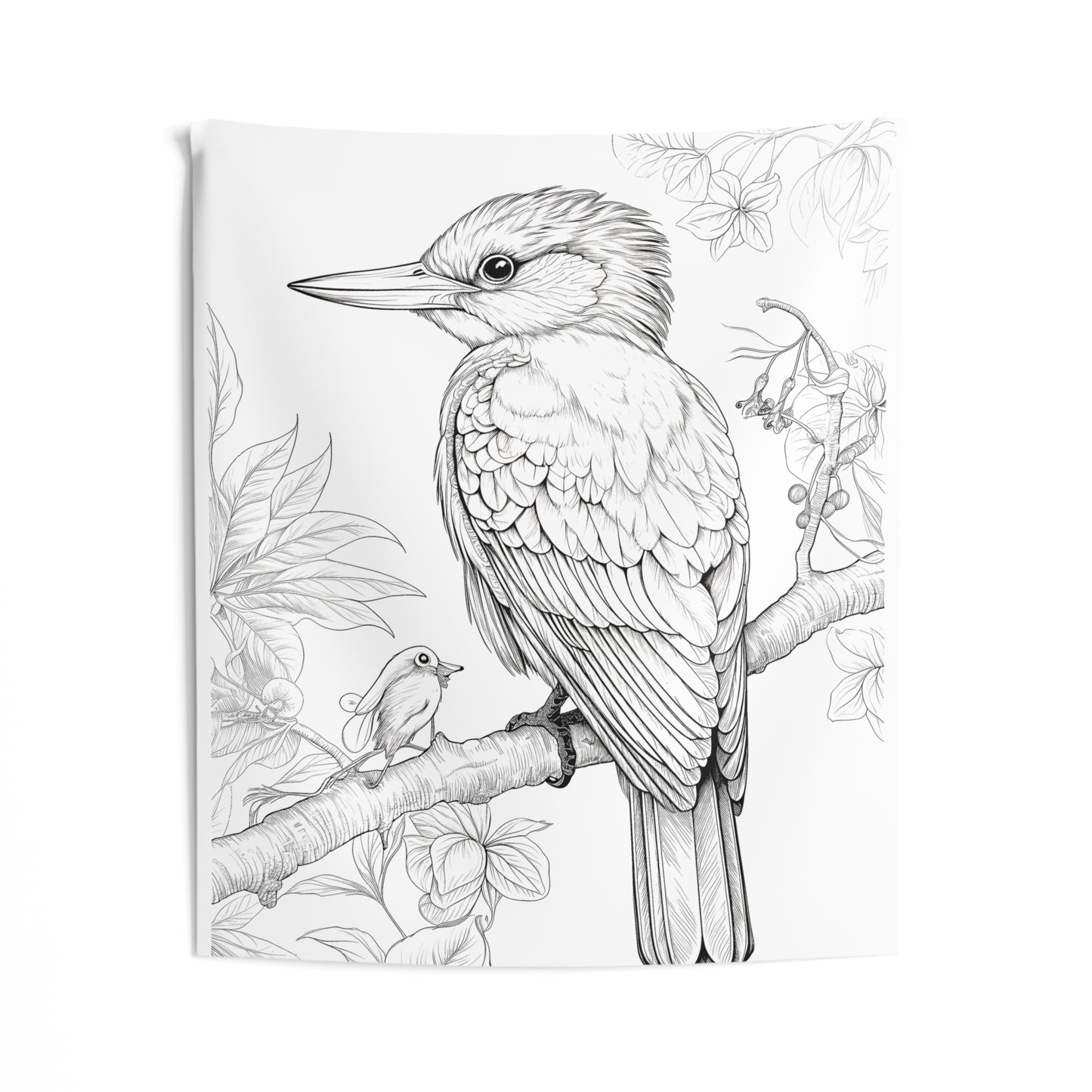 Indoor Wall Tapestries Coloring Kit with 10 Fabric Markers - Birds on Branch