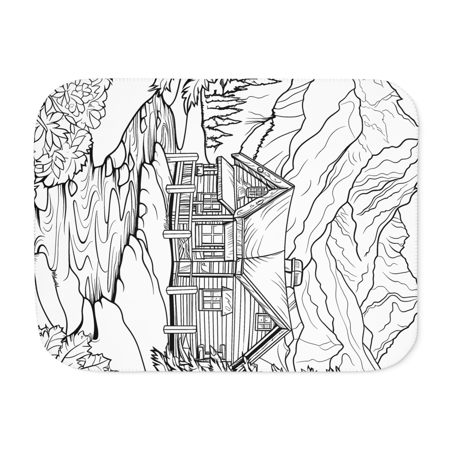 Blanket Coloring Kit with 10 Fabric Markers - Mountain Cabin