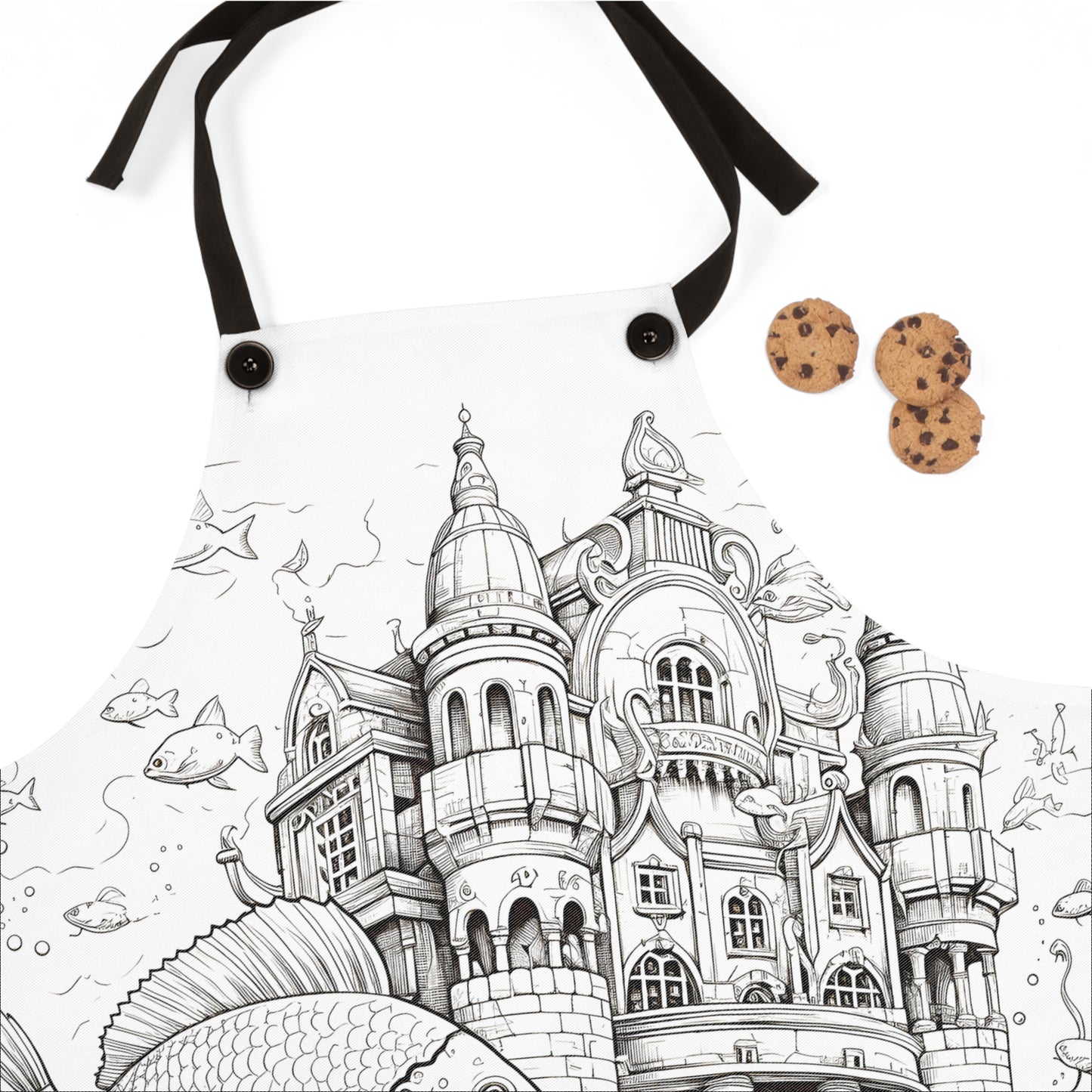Apron Coloring Kit with 10 Fabric Markers - Fish and Castle