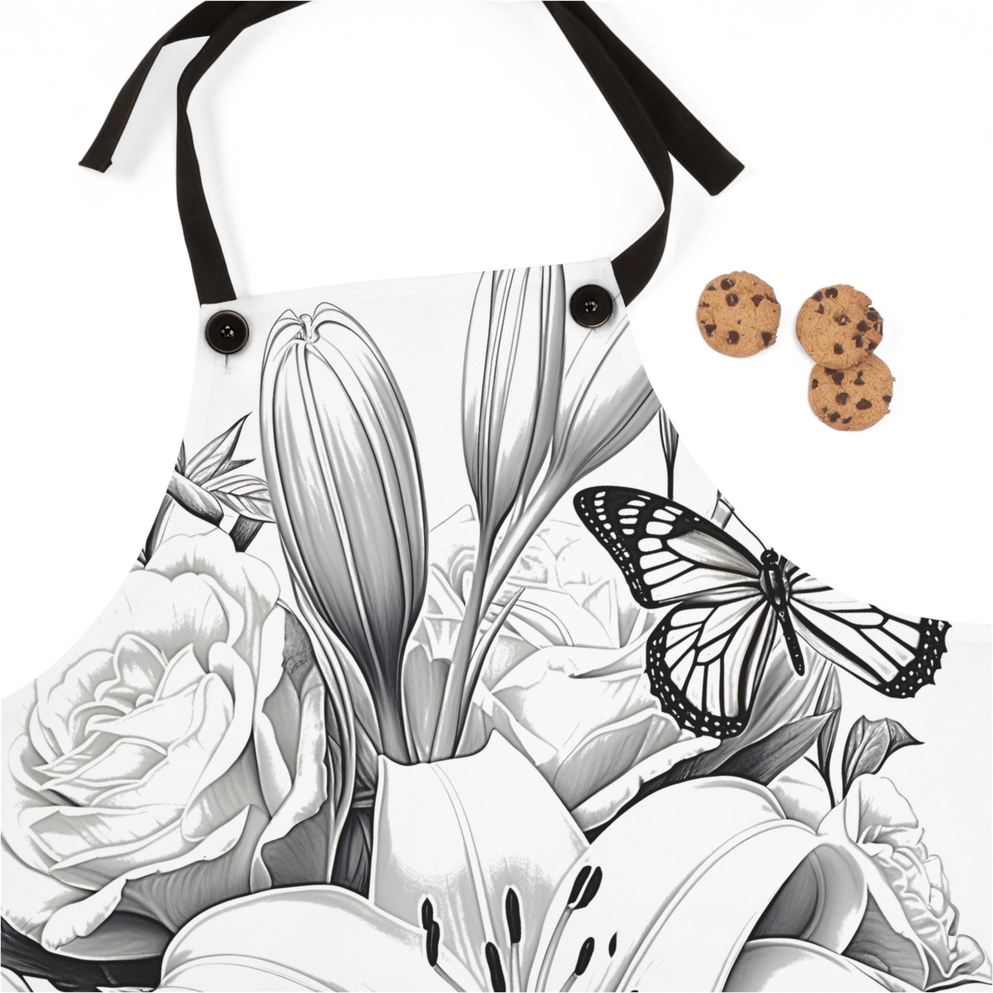 Apron Coloring Kit with 10 Fabric Markers - Bouquet with Butterfly