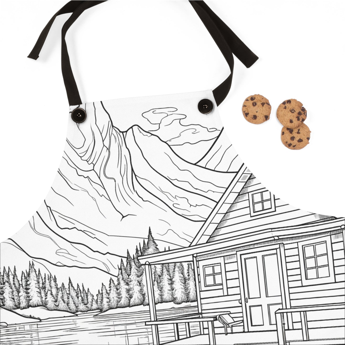 Apron Coloring Kit with 10 Fabric Markers - Lake Cabin