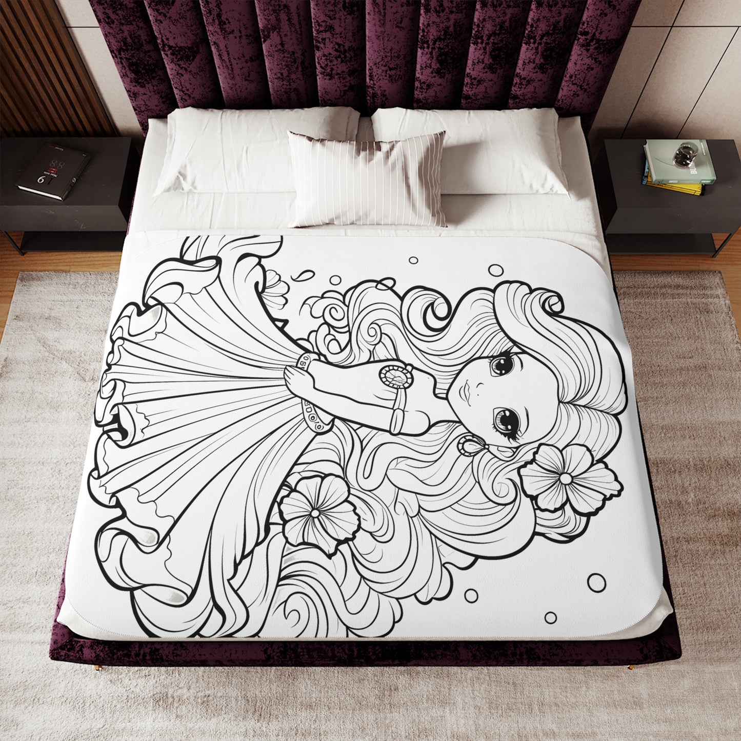 Blanket Coloring Kit with 10 Fabric Markers - Flower Princess