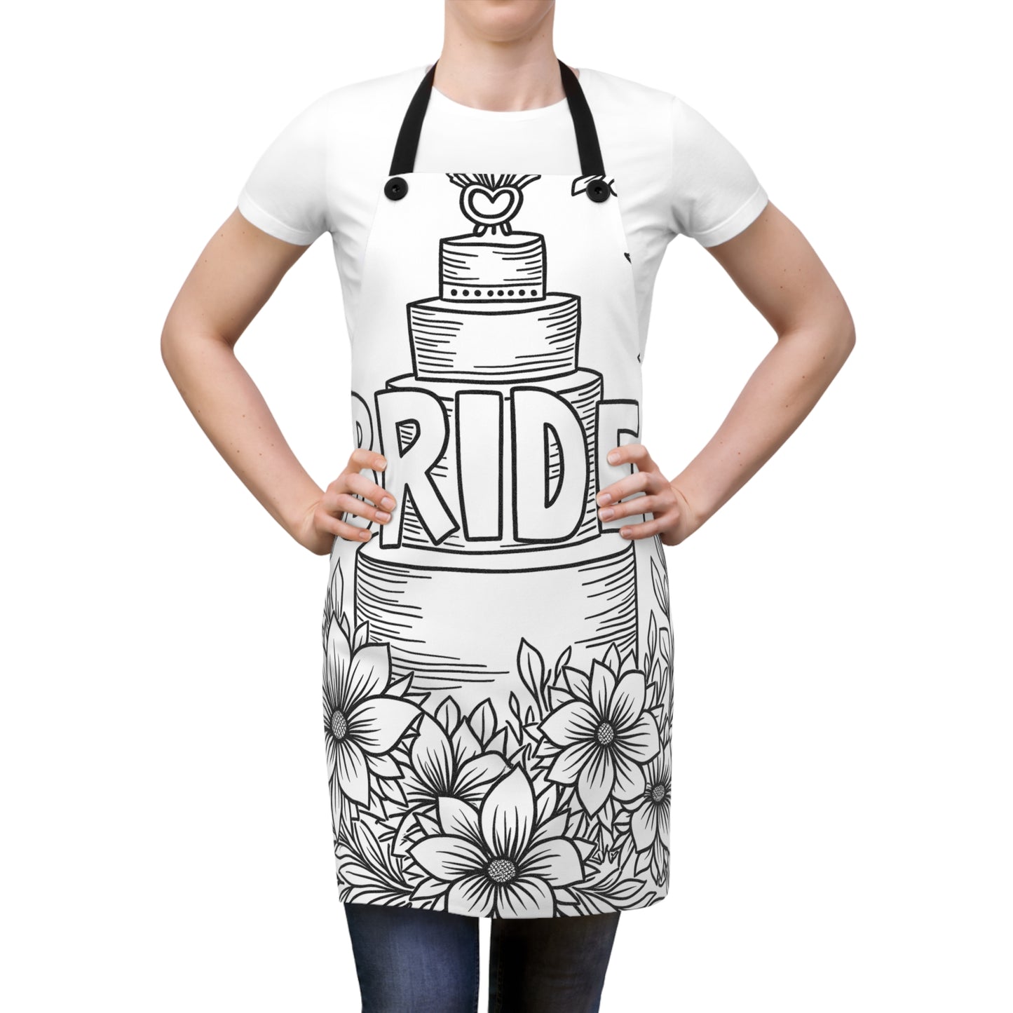 Apron Coloring Kit with 10 Fabric Markers - Bride and Cake