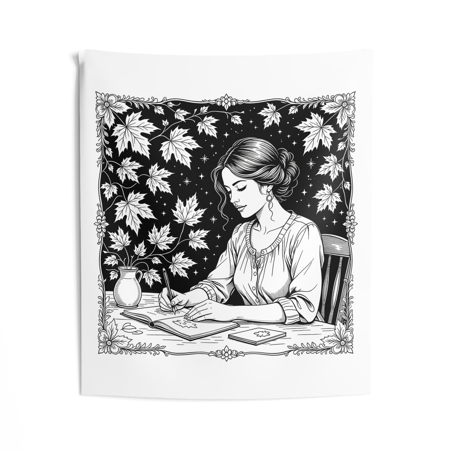 Indoor Wall Tapestries Coloring Kit with 10 Fabric Markers - Drawing