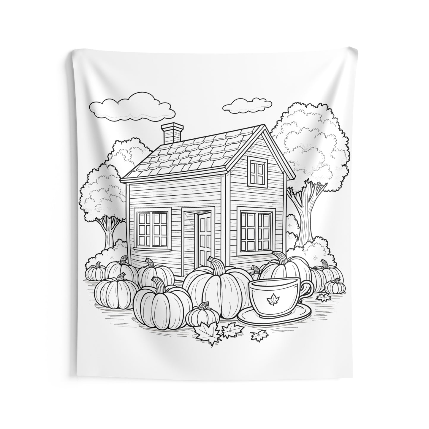 Indoor Wall Tapestries Coloring Kit with 10 Fabric Markers - Country House