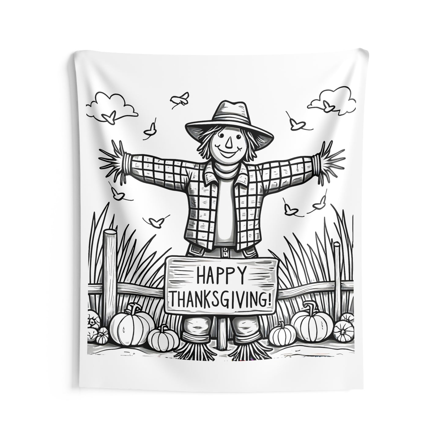 Indoor Wall Tapestries Coloring Kit with 10 Fabric Markers - Thanksgiving
