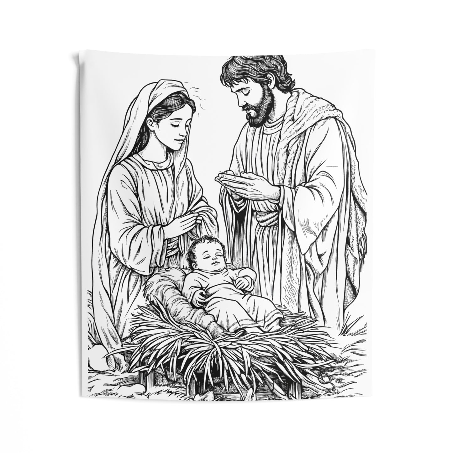 Indoor Wall Tapestries Coloring Kit with 10 Fabric Markers - Nativity