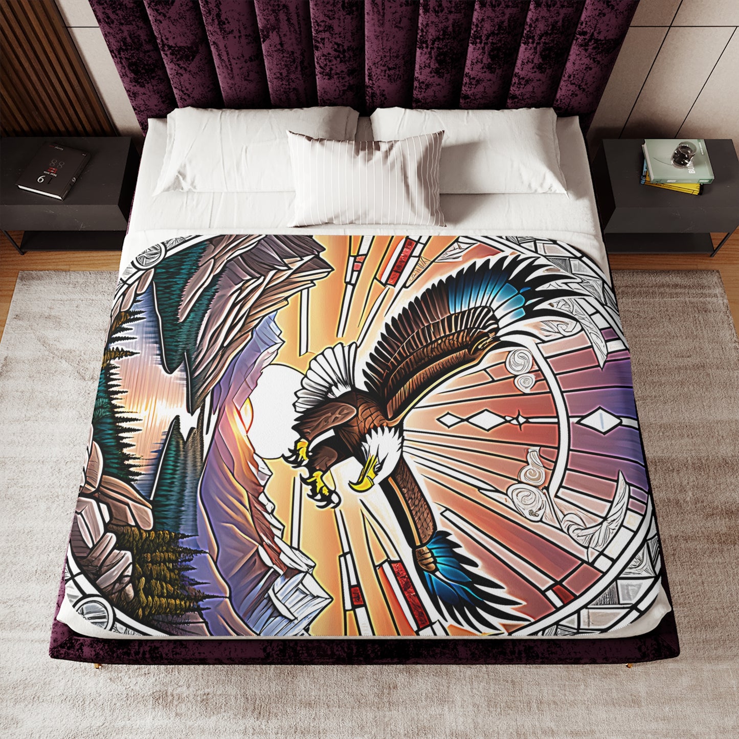 Blanket Colorful Graphic Design - Eagle and Mountain Landscape