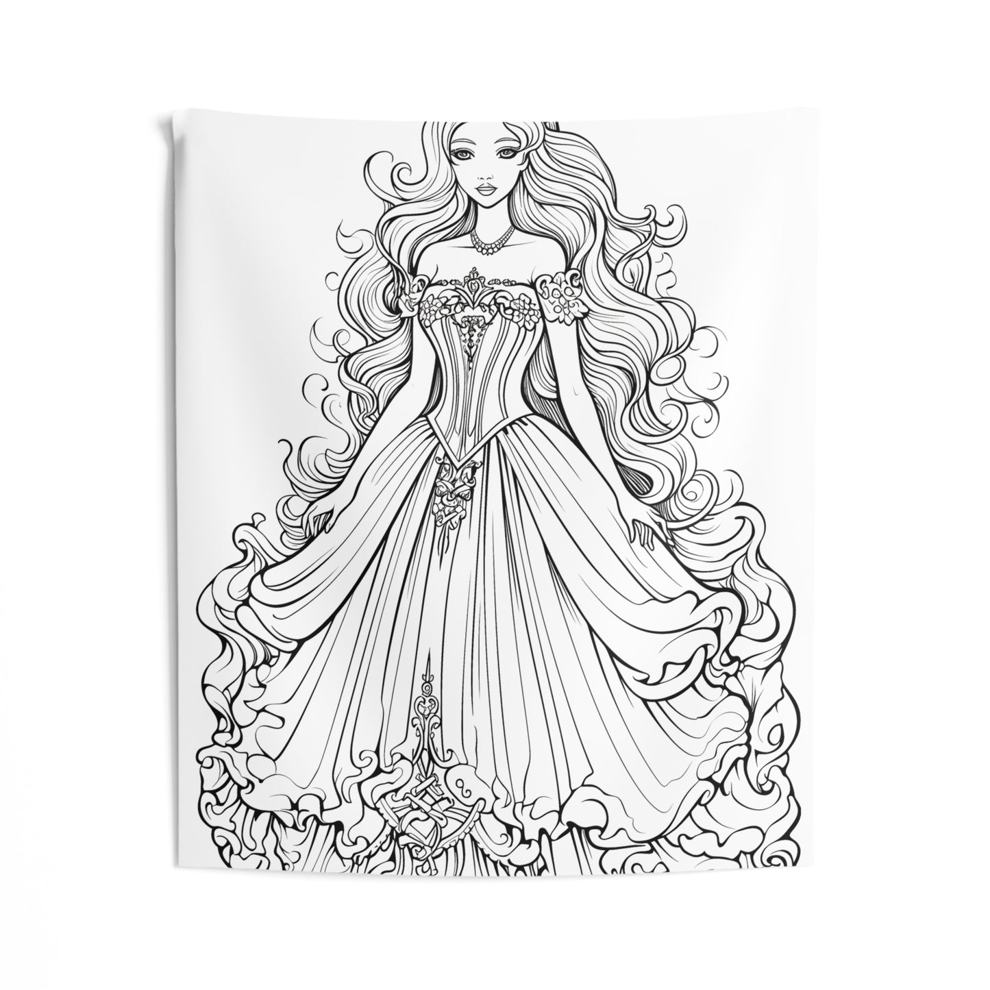 Indoor Wall Tapestries Coloring Kit with 10 Fabric Markers - Elegant Gown